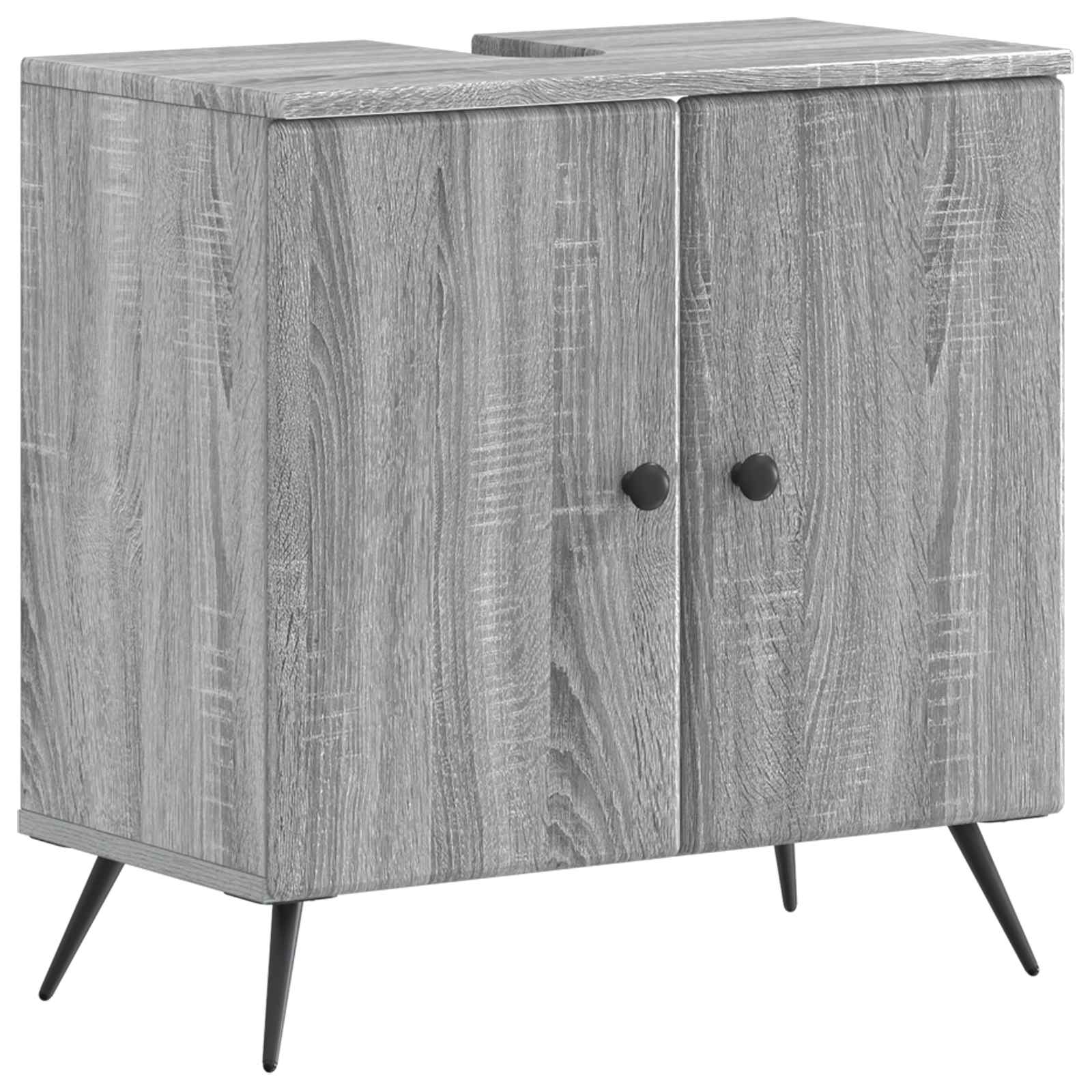 2-delige Badkamerkast Set BREDA Grijs Sonoma Bewerkt hout is nu te koop bij PeponiXL, paradijselijk wonen!