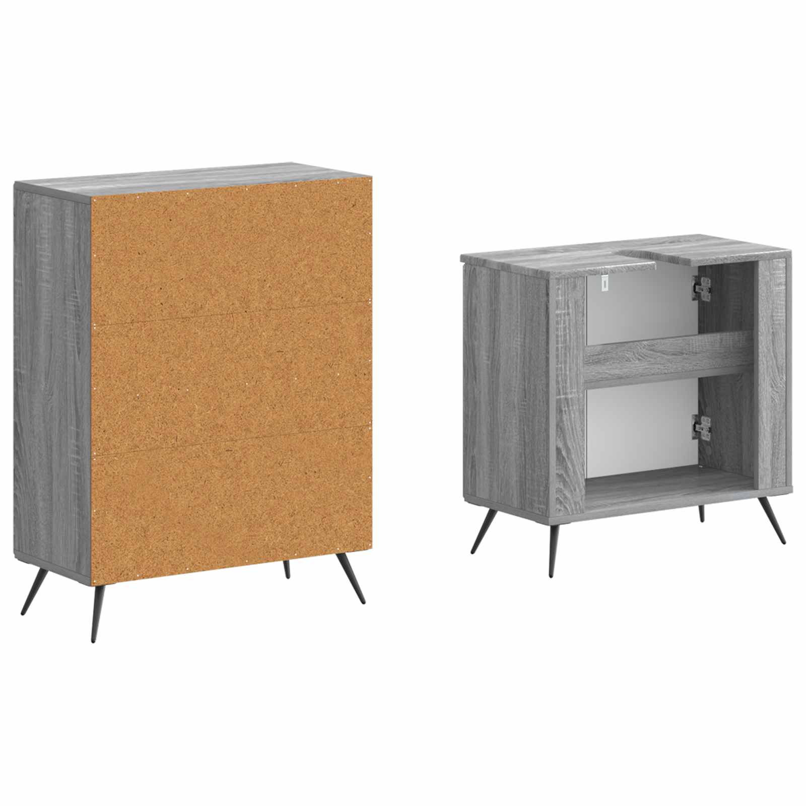 2-delige Badkamerkast Set BREDA Grijs Sonoma Bewerkt hout is nu te koop bij PeponiXL, paradijselijk wonen!