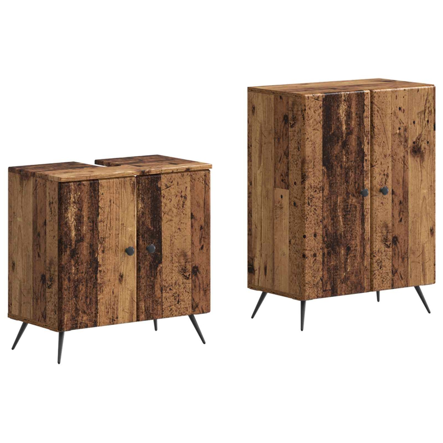 2-delige Badkamerkast Set BREDA Oud hout Bewerkt hout is nu te koop bij PeponiXL, paradijselijk wonen!