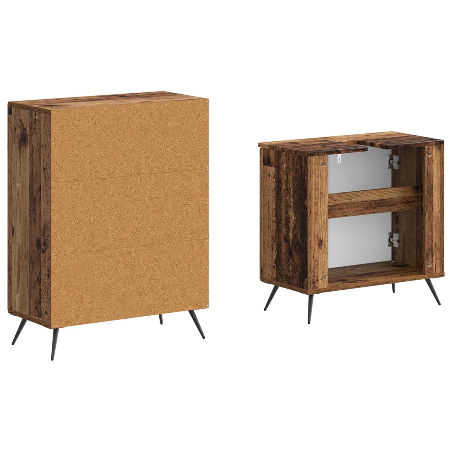 2-delige Badkamerkast Set BREDA Oud hout Bewerkt hout is nu te koop bij PeponiXL, paradijselijk wonen!