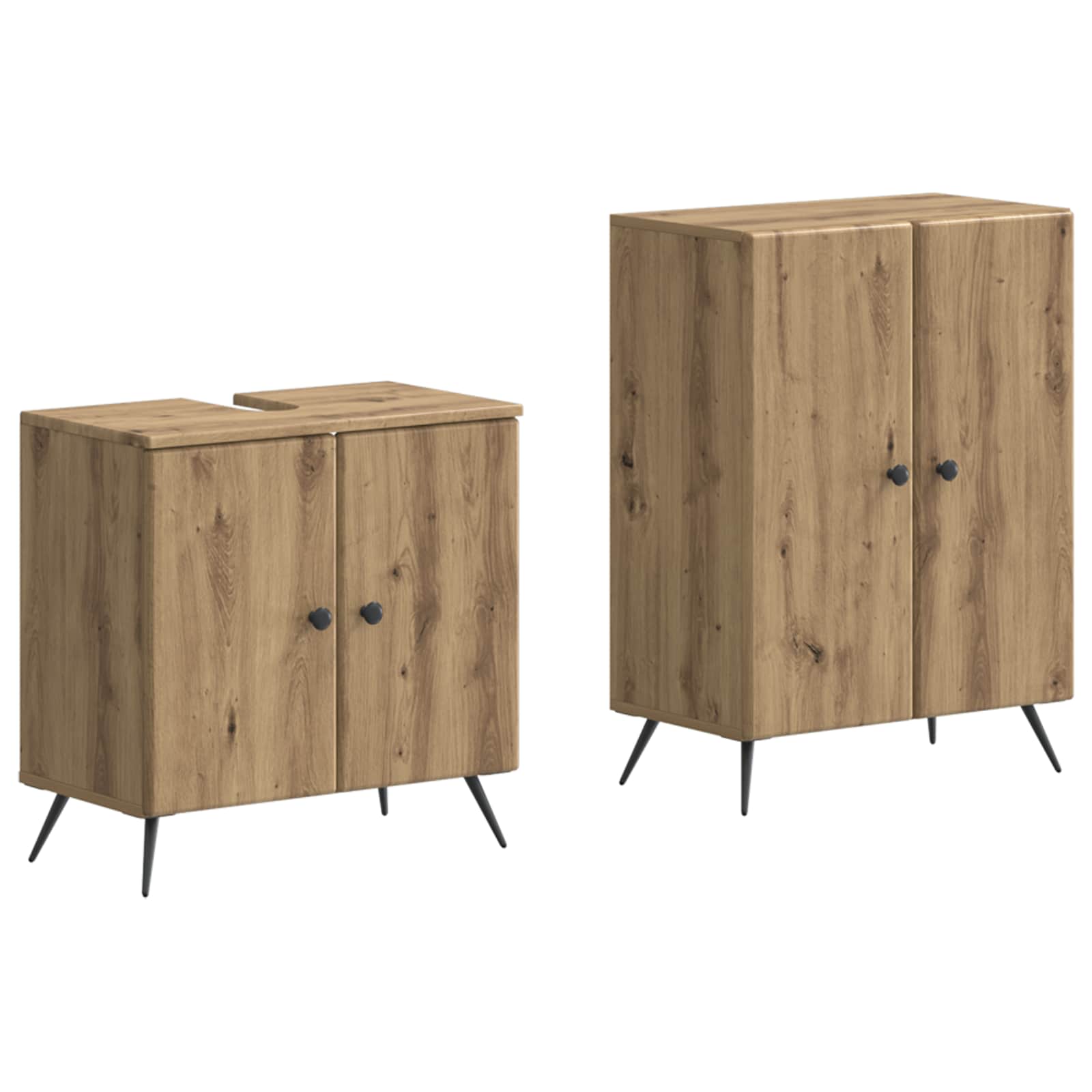 2-delige Badkamerkast Set BREDA Artisanaal eiken Bewerkt hout is nu te koop bij PeponiXL, paradijselijk wonen!