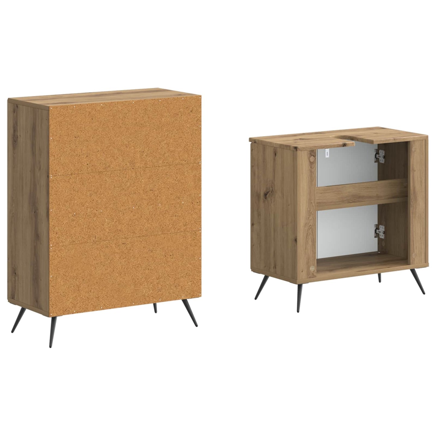 2-delige Badkamerkast Set BREDA Artisanaal eiken Bewerkt hout is nu te koop bij PeponiXL, paradijselijk wonen!