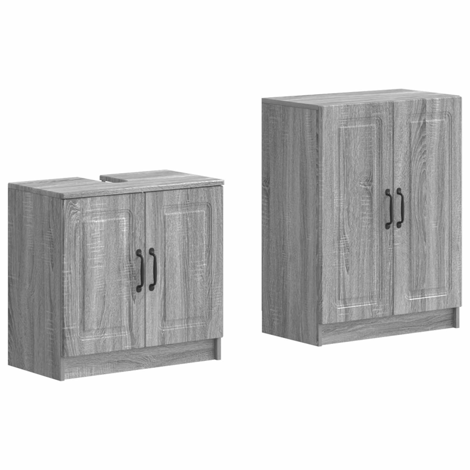 2-delige Badkamerkast Set UTRECHT Grijs Sonoma Bewerkt hout is nu te koop bij PeponiXL, paradijselijk wonen!