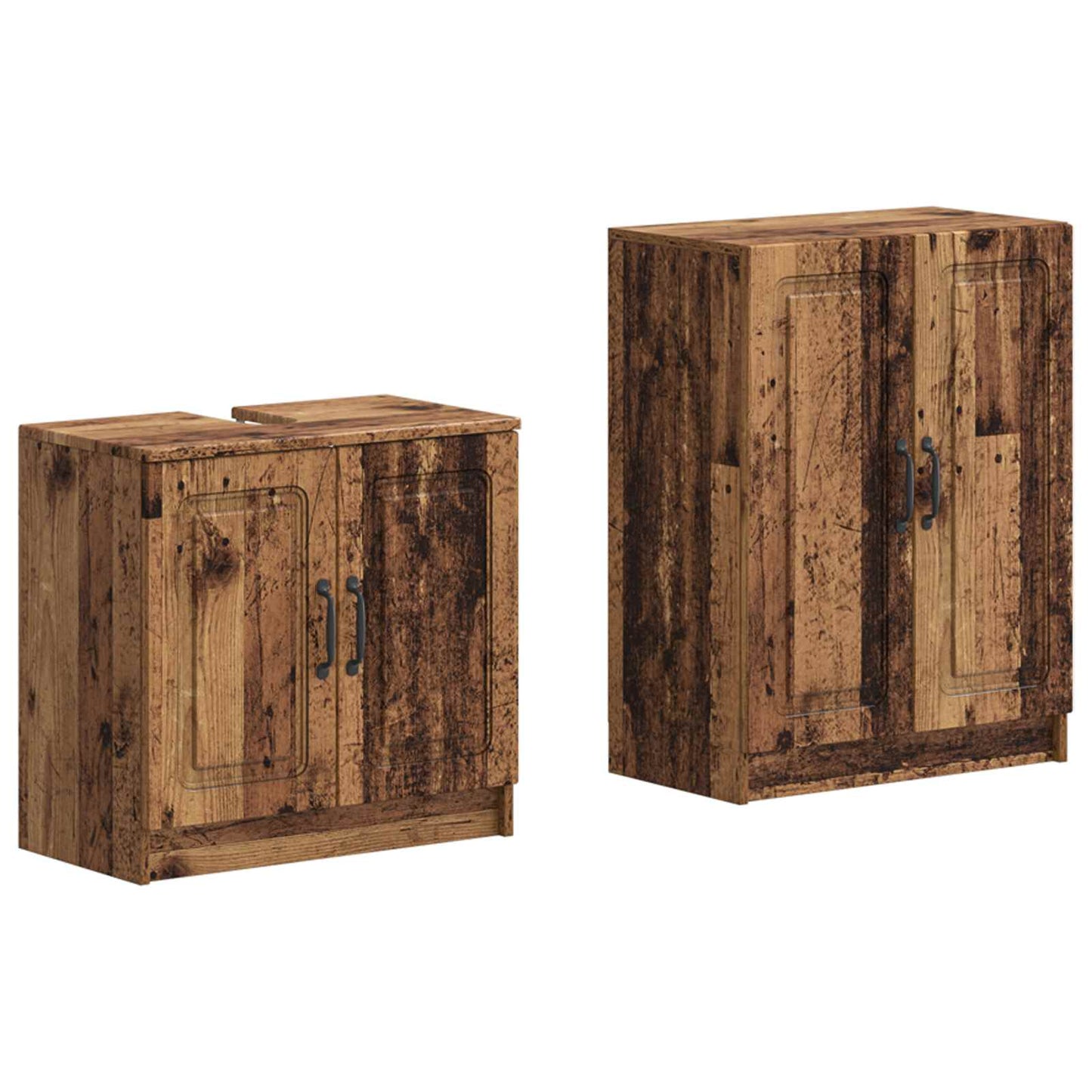 2-delige Badkamerkast Set UTRECHT Oud hout Bewerkt hout is nu te koop bij PeponiXL, paradijselijk wonen!