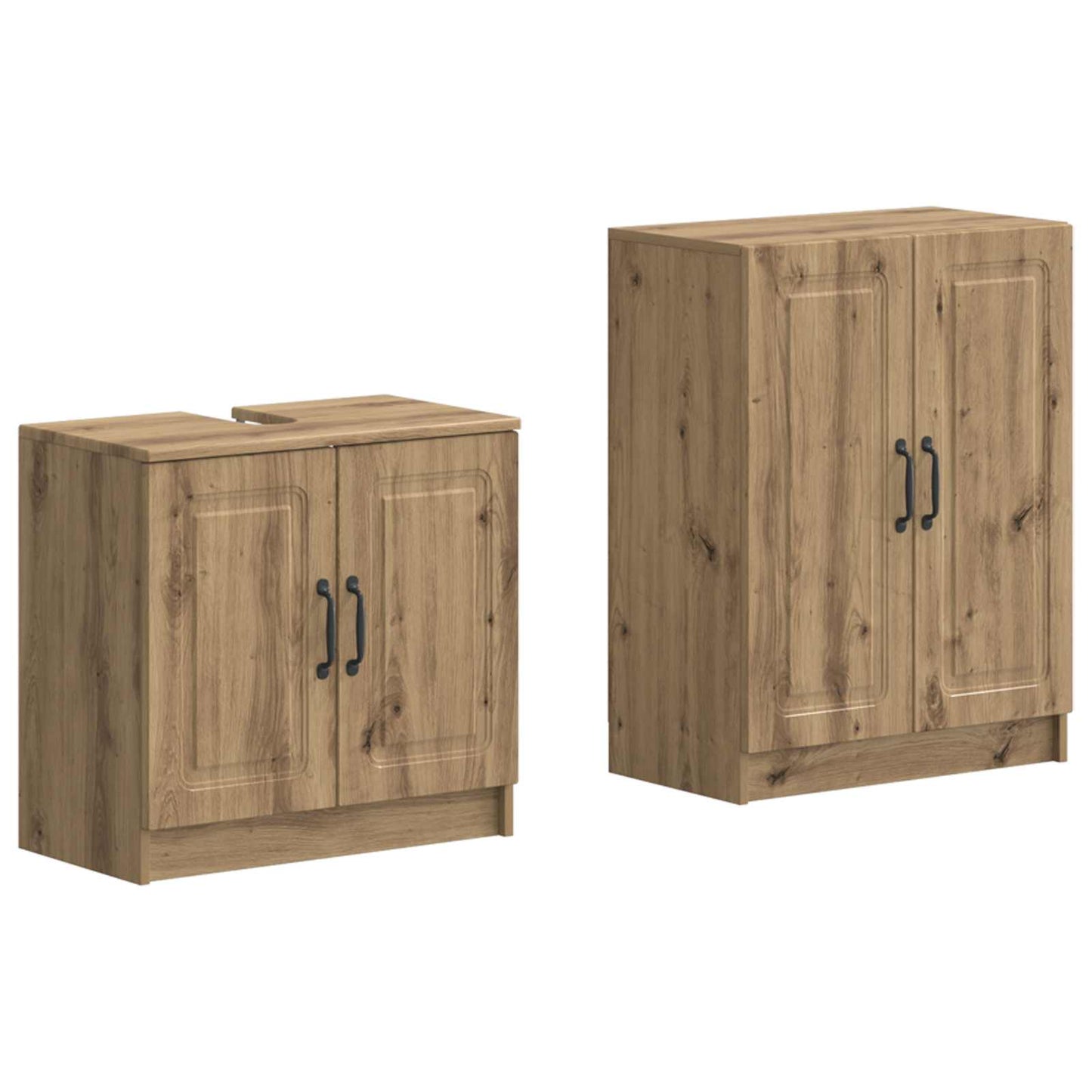 2-delige Badkamerkast Set UTRECHT Artisanaal eiken Bewerkt hout is nu te koop bij PeponiXL, paradijselijk wonen!
