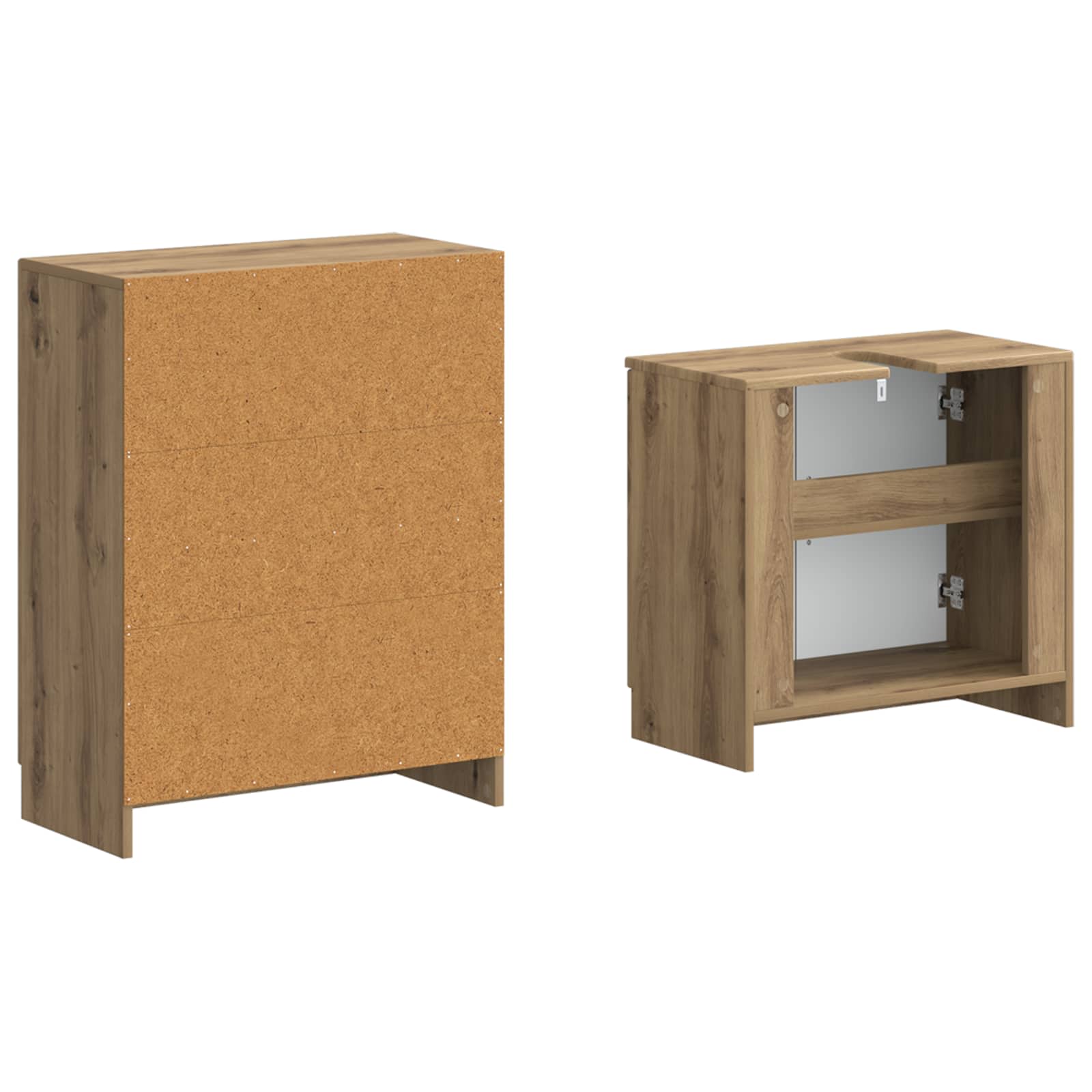 2-delige Badkamerkast Set UTRECHT Artisanaal eiken Bewerkt hout is nu te koop bij PeponiXL, paradijselijk wonen!