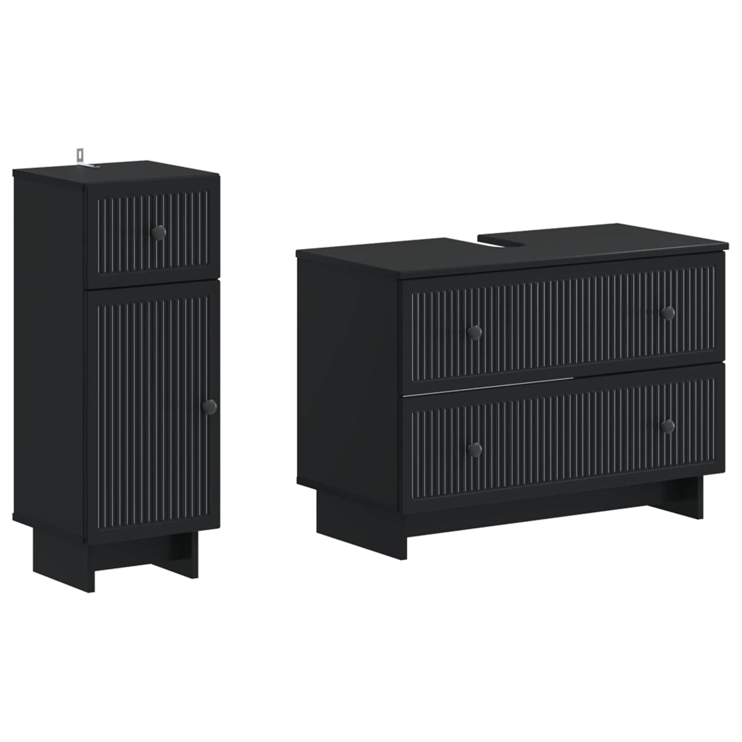 2-delige Badkamerkast Set EDE Zwart Bewerkt hout is nu te koop bij PeponiXL, paradijselijk wonen!