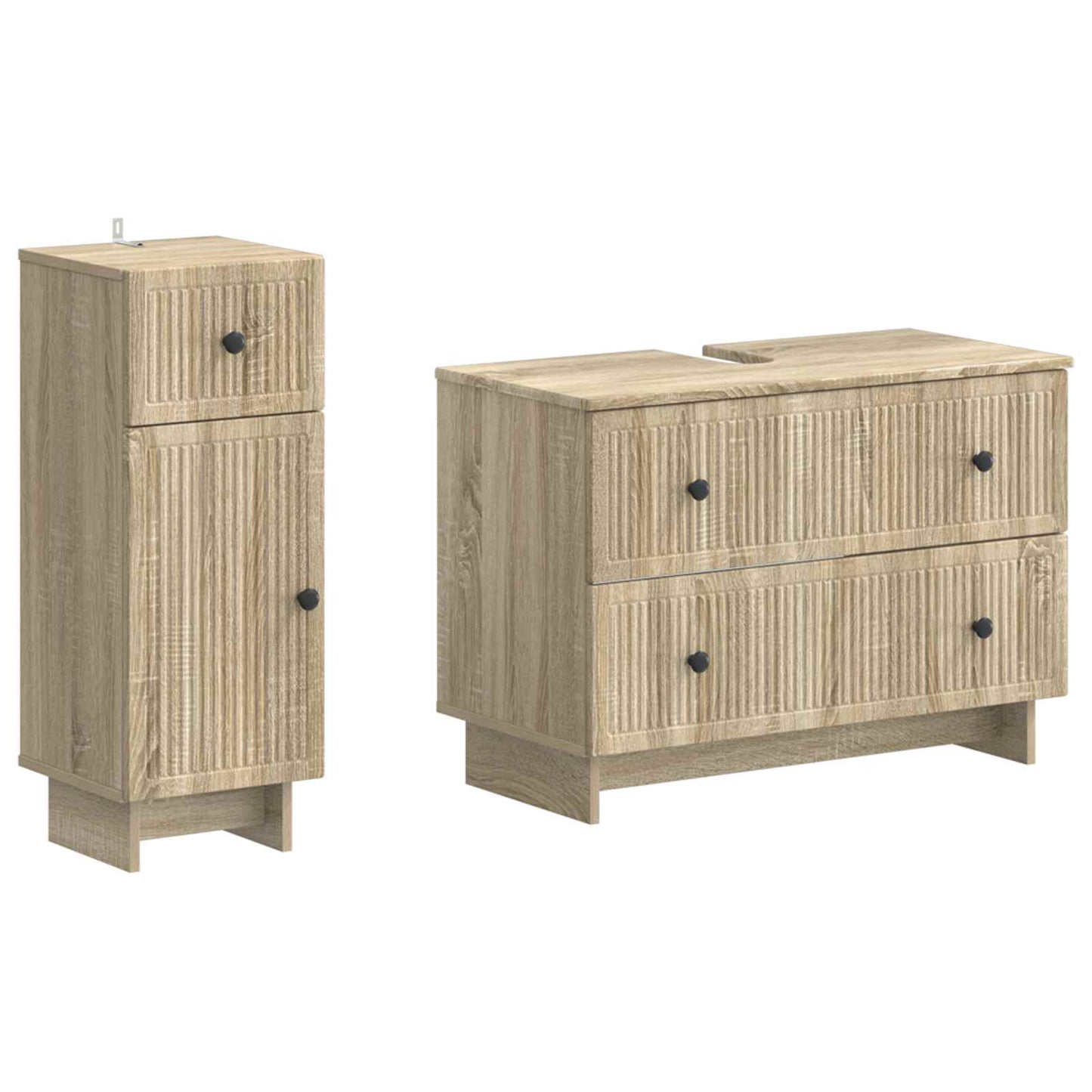 2-delige Badkamerkast Set EDE Sonoma Eiken Bewerkt hout is nu te koop bij PeponiXL, paradijselijk wonen!