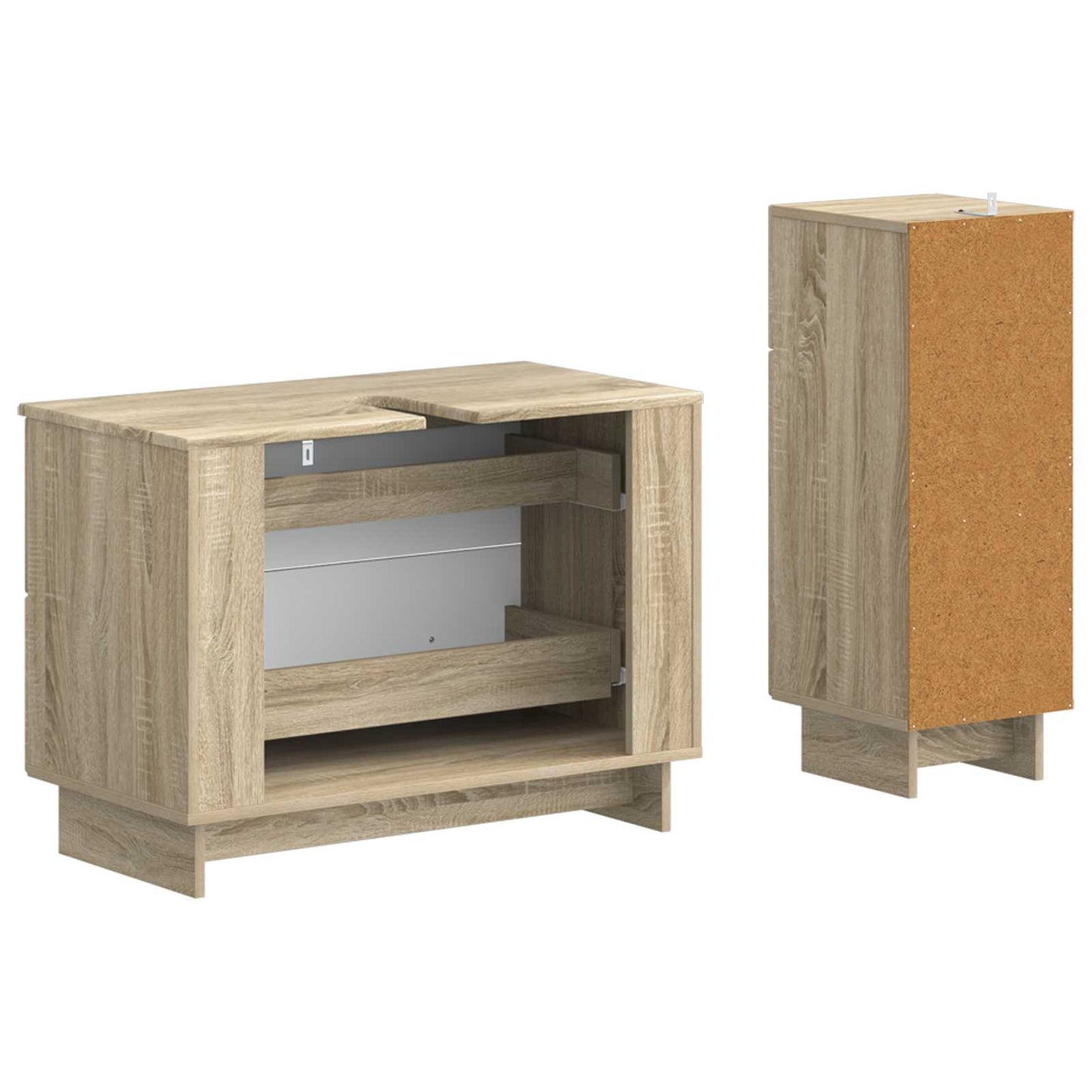 2-delige Badkamerkast Set EDE Sonoma Eiken Bewerkt hout is nu te koop bij PeponiXL, paradijselijk wonen!