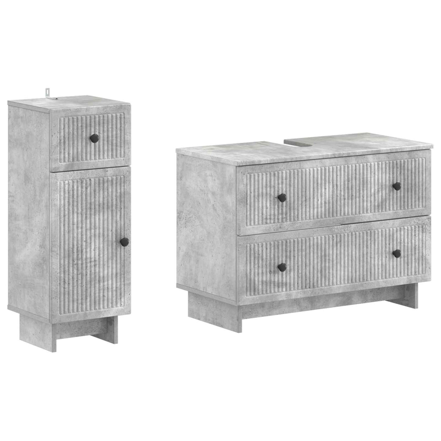 2-delige Badkamerkast Set EDE Betongrijs Bewerkt hout is nu te koop bij PeponiXL, paradijselijk wonen!