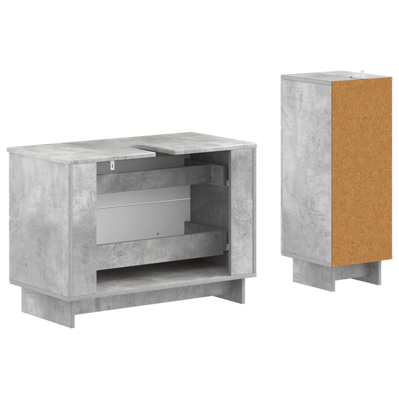 2-delige Badkamerkast Set EDE Betongrijs Bewerkt hout is nu te koop bij PeponiXL, paradijselijk wonen!