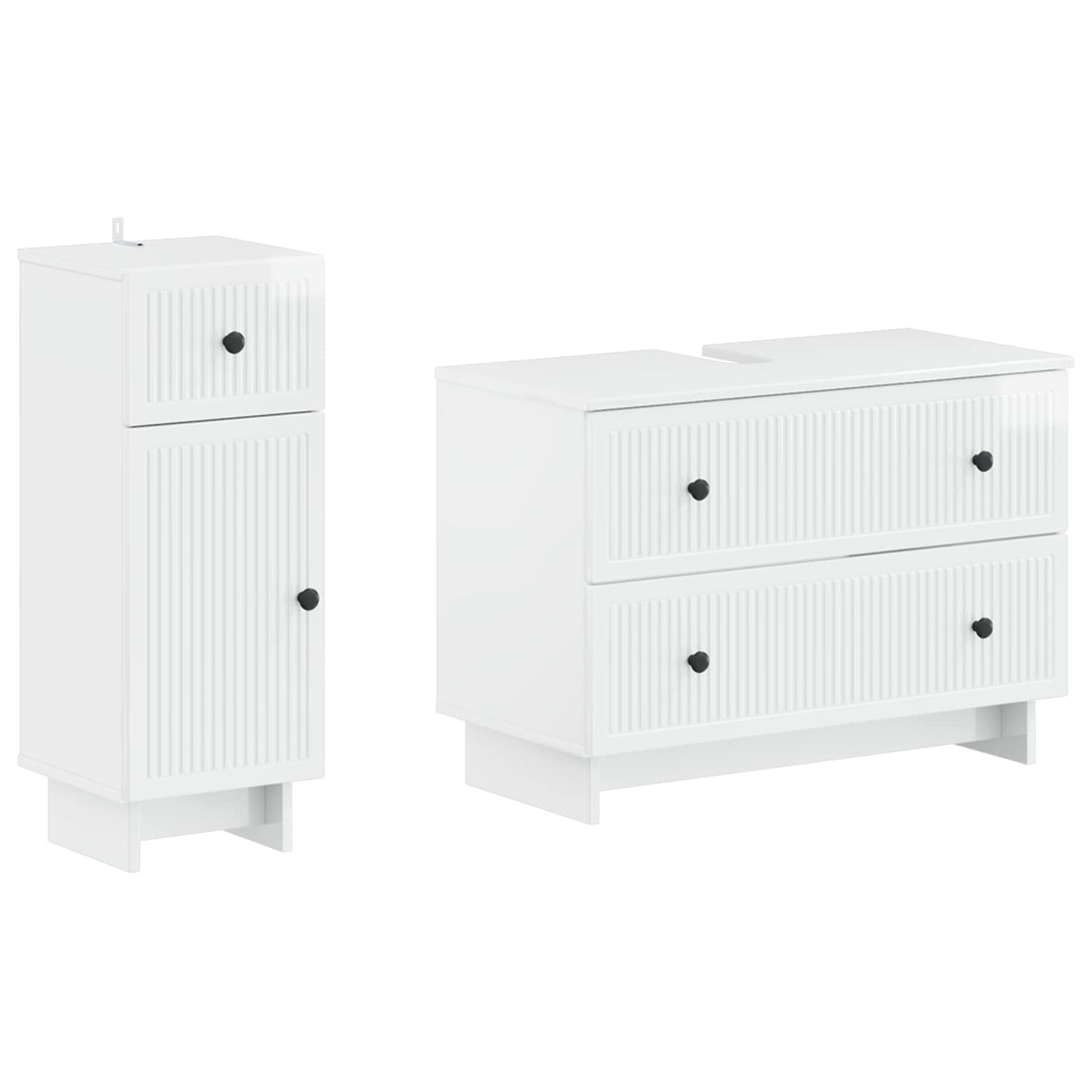 2-delige Badkamerkast Set EDE Hoogglans Wit Bewerkt hout is nu te koop bij PeponiXL, paradijselijk wonen!