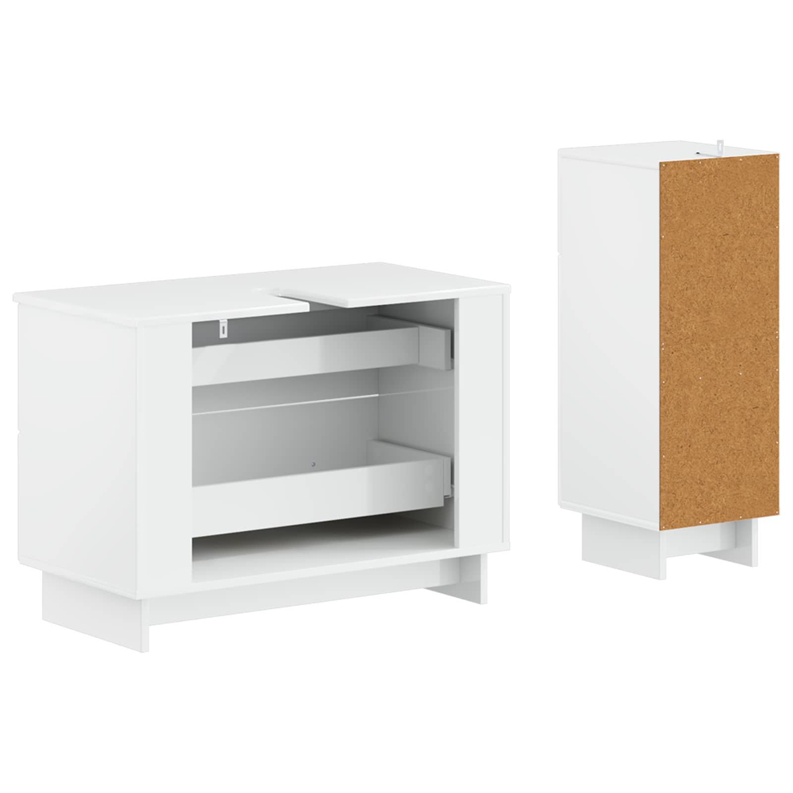 2-delige Badkamerkast Set EDE Hoogglans Wit Bewerkt hout is nu te koop bij PeponiXL, paradijselijk wonen!