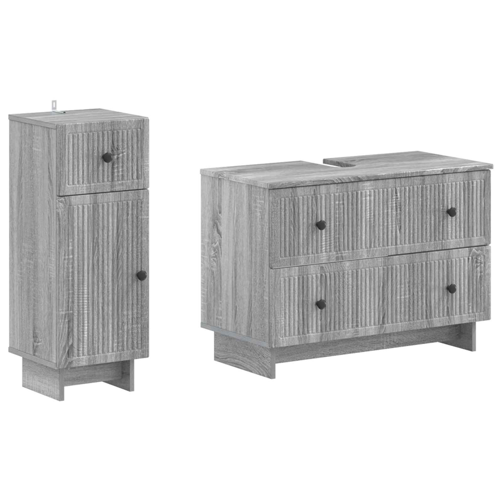 2-delige Badkamerkast Set EDE Grijs Sonoma Bewerkt hout is nu te koop bij PeponiXL, paradijselijk wonen!