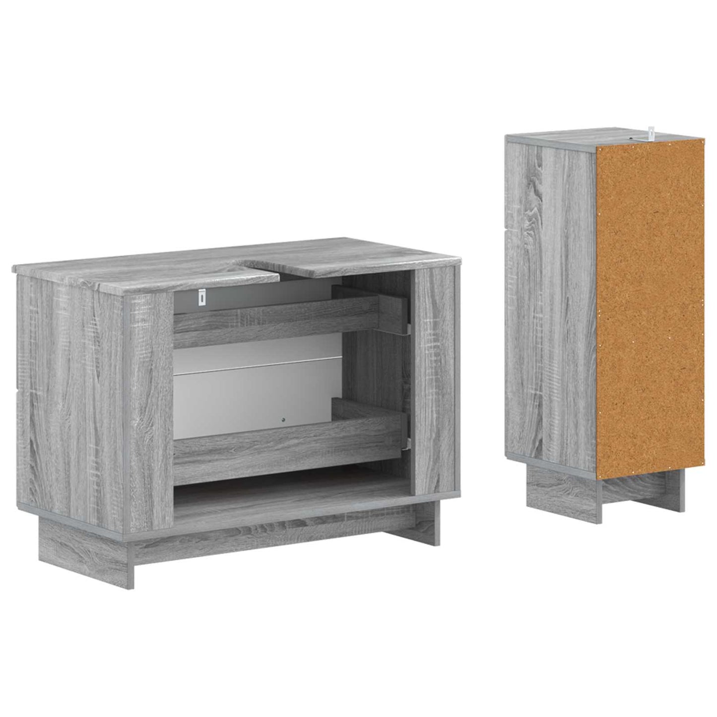 2-delige Badkamerkast Set EDE Grijs Sonoma Bewerkt hout is nu te koop bij PeponiXL, paradijselijk wonen!