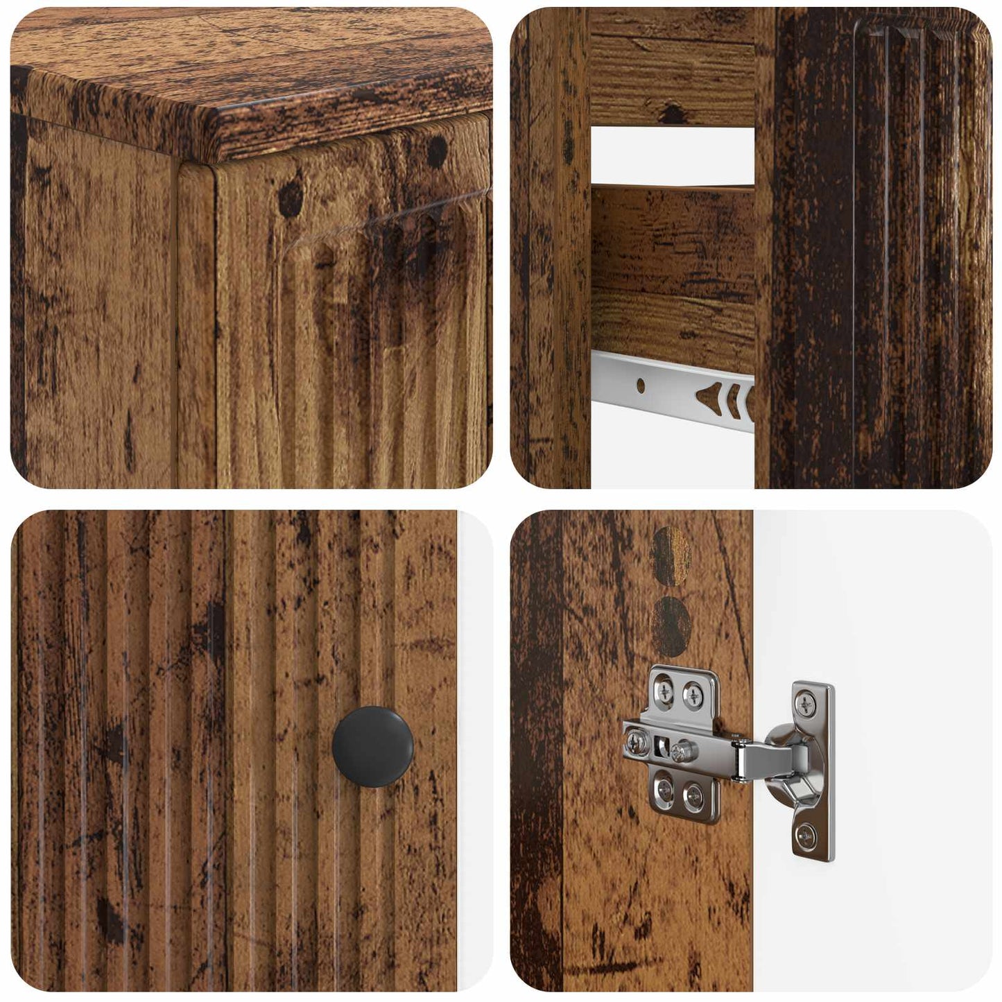 2-delige Badkamerkast Set EDE Oud hout Bewerkt hout is nu te koop bij PeponiXL, paradijselijk wonen!
