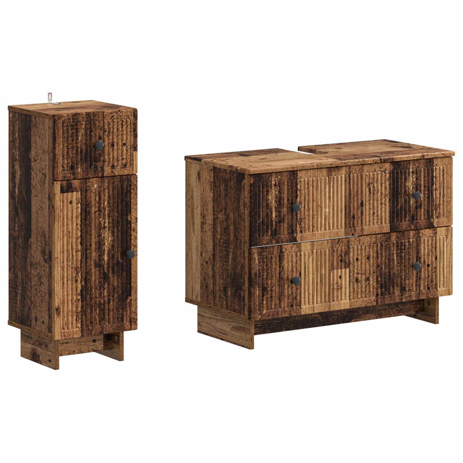 2-delige Badkamerkast Set EDE Oud hout Bewerkt hout is nu te koop bij PeponiXL, paradijselijk wonen!