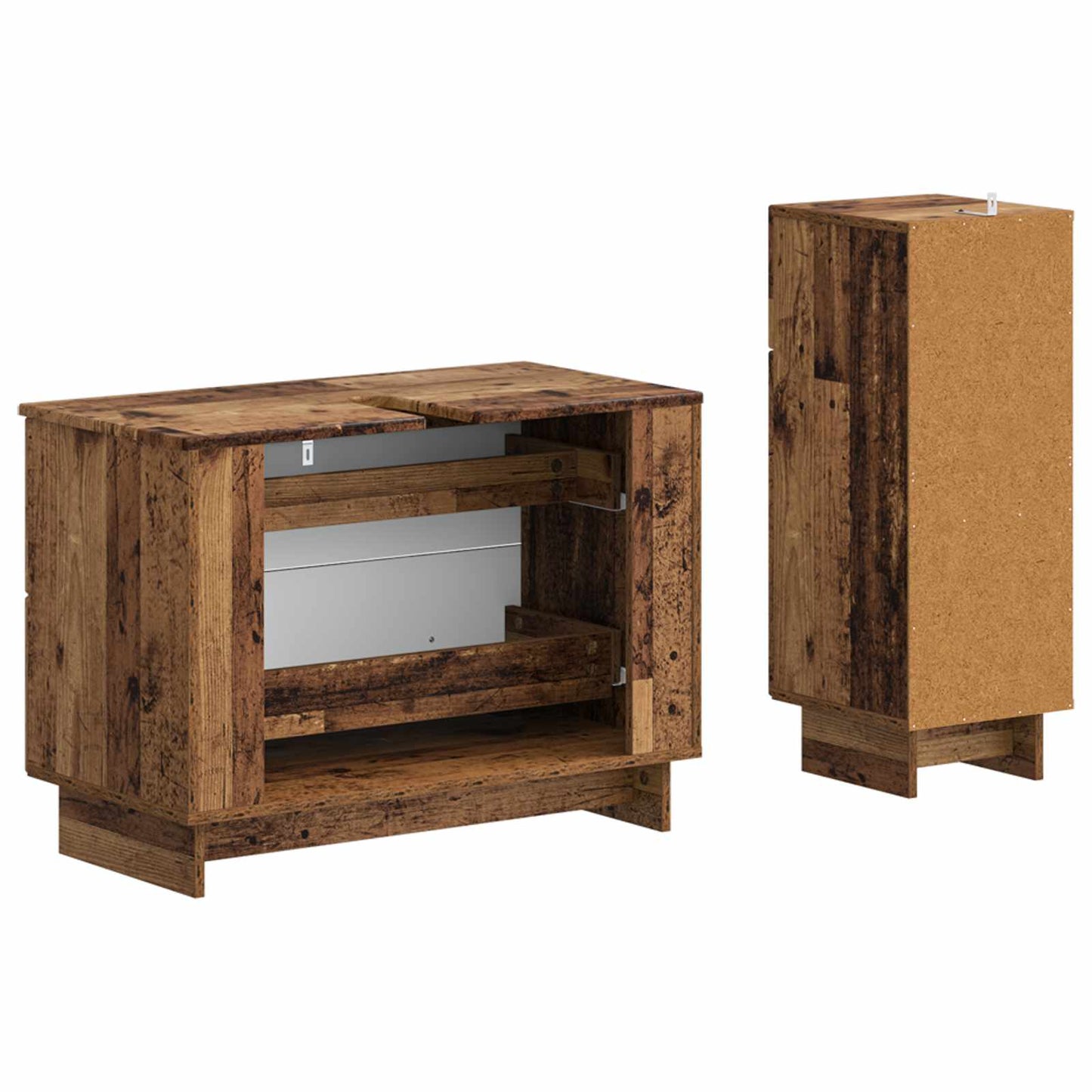 2-delige Badkamerkast Set EDE Oud hout Bewerkt hout is nu te koop bij PeponiXL, paradijselijk wonen!