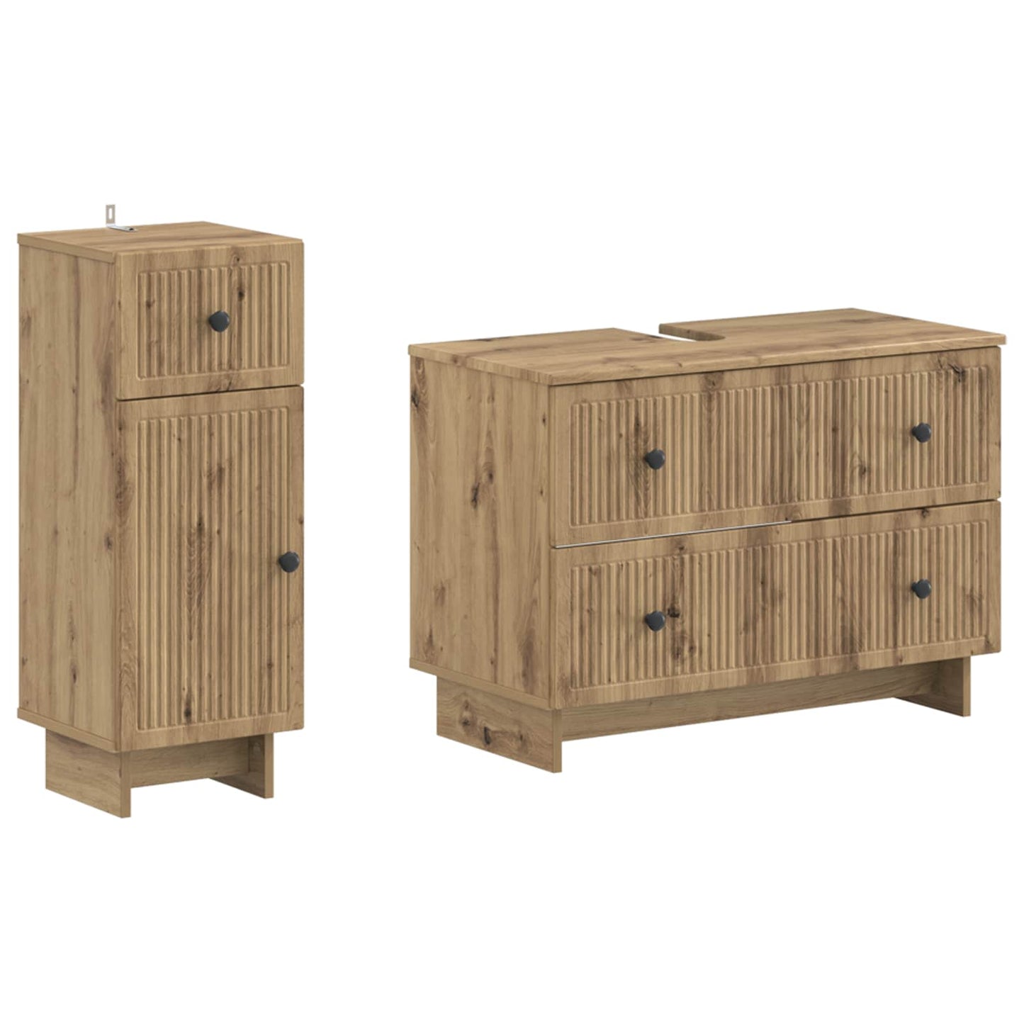 2-delige Badkamerkast Set EDE Artisanaal eiken Bewerkt hout is nu te koop bij PeponiXL, paradijselijk wonen!