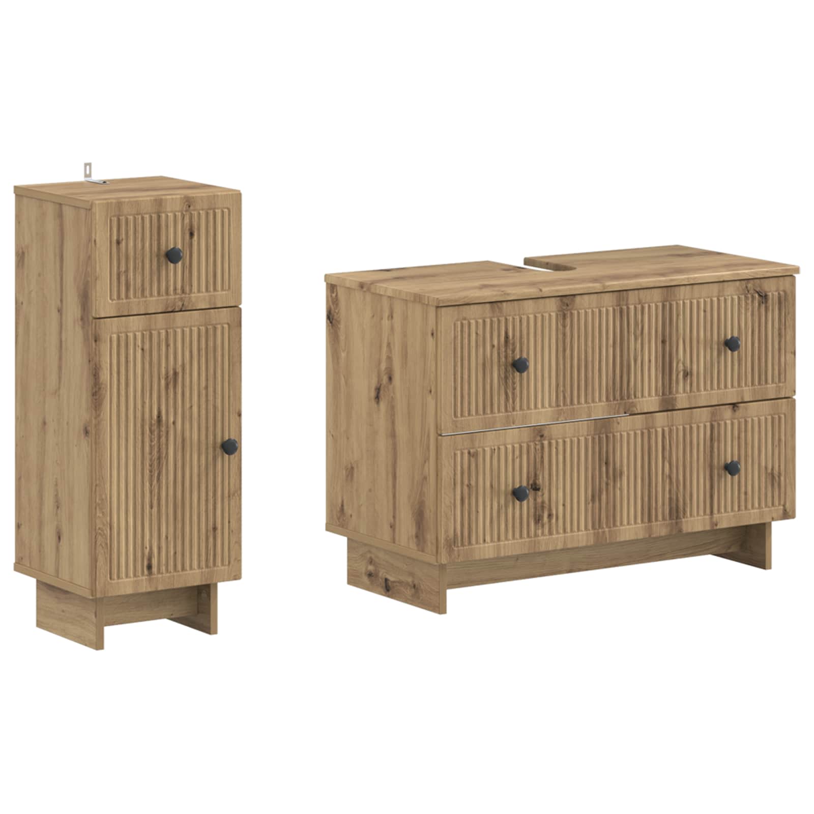 2-delige Badkamerkast Set EDE Artisanaal eiken Bewerkt hout is nu te koop bij PeponiXL, paradijselijk wonen!