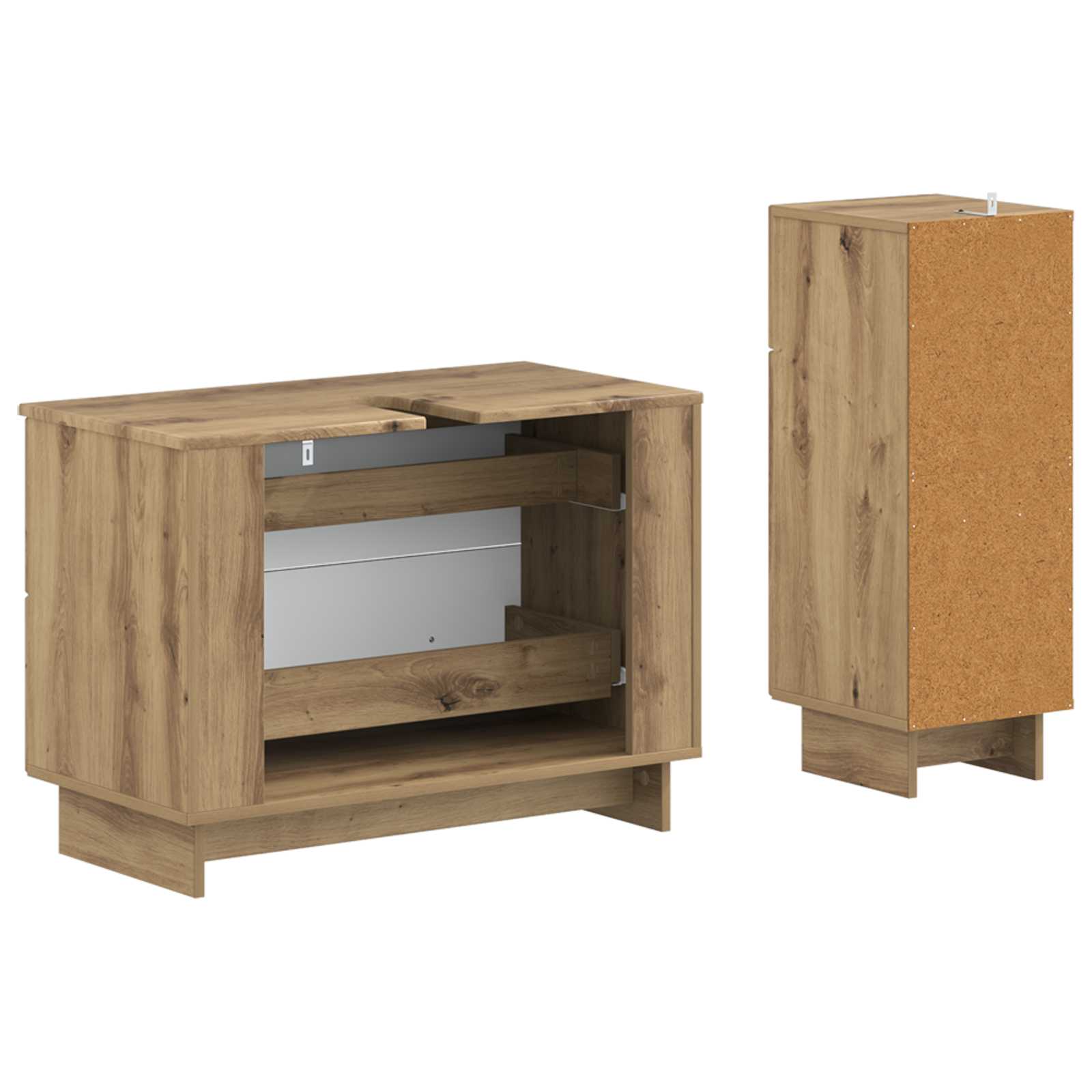 2-delige Badkamerkast Set EDE Artisanaal eiken Bewerkt hout is nu te koop bij PeponiXL, paradijselijk wonen!