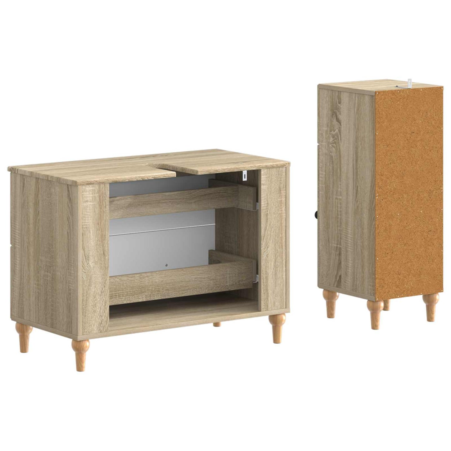 2-delige Badkamerkast Set ALKMAAR Sonoma Eiken Bewerkt hout is nu te koop bij PeponiXL, paradijselijk wonen!