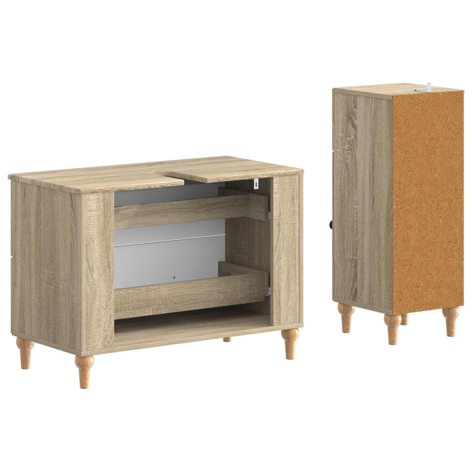 2-delige Badkamerkast Set ALKMAAR Sonoma Eiken Bewerkt hout is nu te koop bij PeponiXL, paradijselijk wonen!