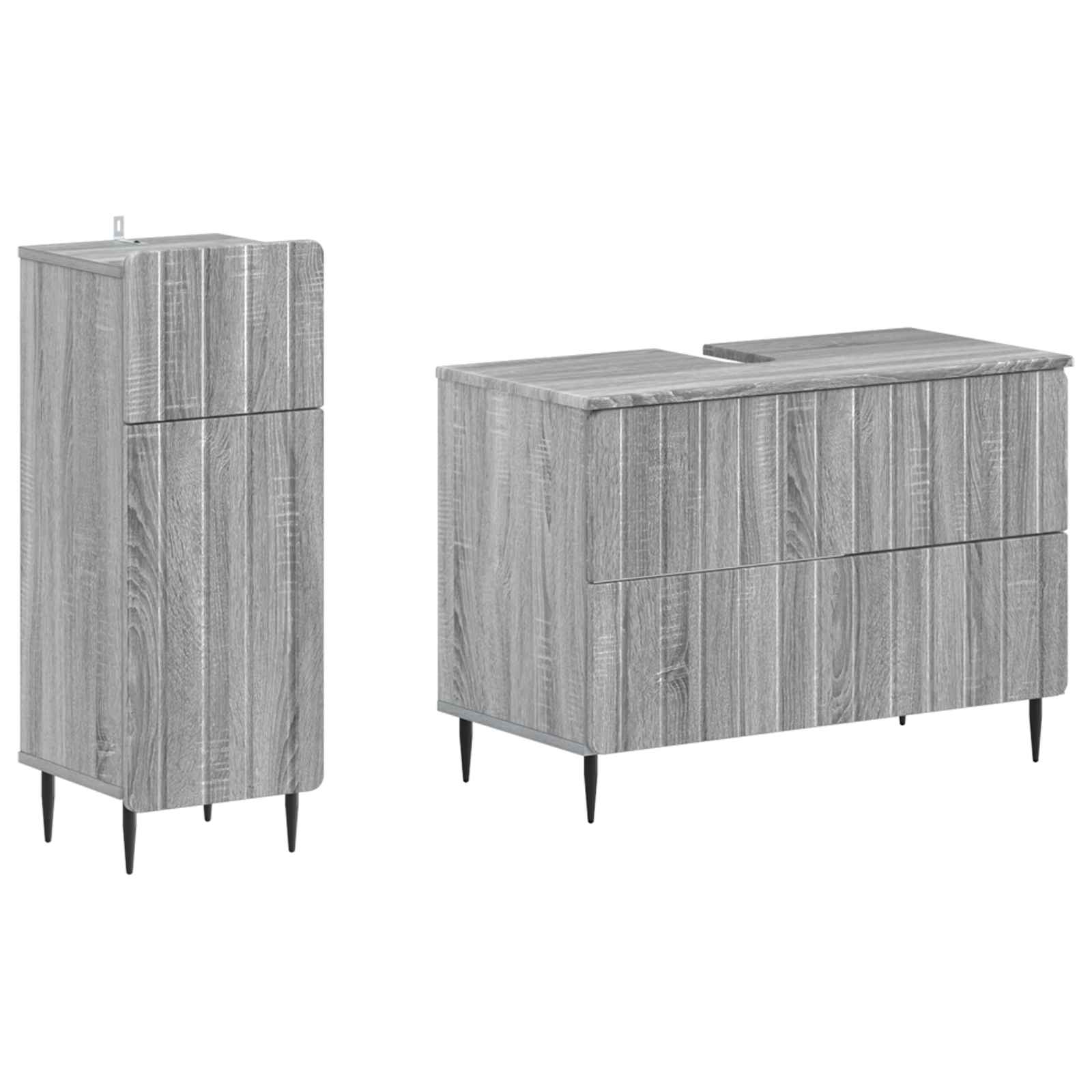 2-delige Badkamerkast Set ZWOLLE Grijs Sonoma Bewerkt hout is nu te koop bij PeponiXL, paradijselijk wonen!