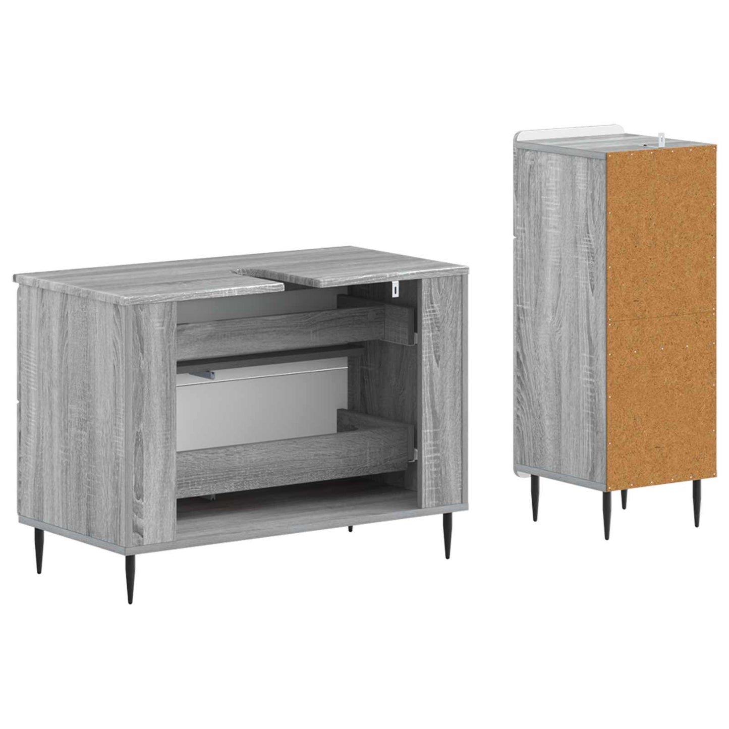 2-delige Badkamerkast Set ZWOLLE Grijs Sonoma Bewerkt hout is nu te koop bij PeponiXL, paradijselijk wonen!
