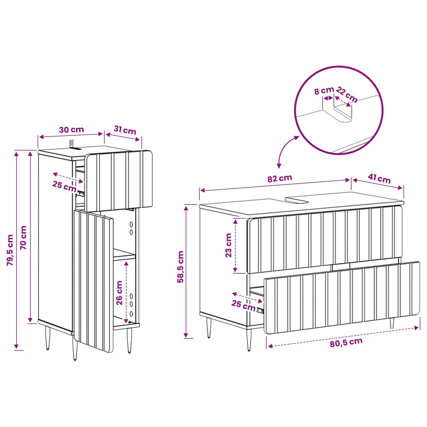 2-delige Badkamerkast Set ZWOLLE Grijs Sonoma Bewerkt hout is nu te koop bij PeponiXL, paradijselijk wonen!