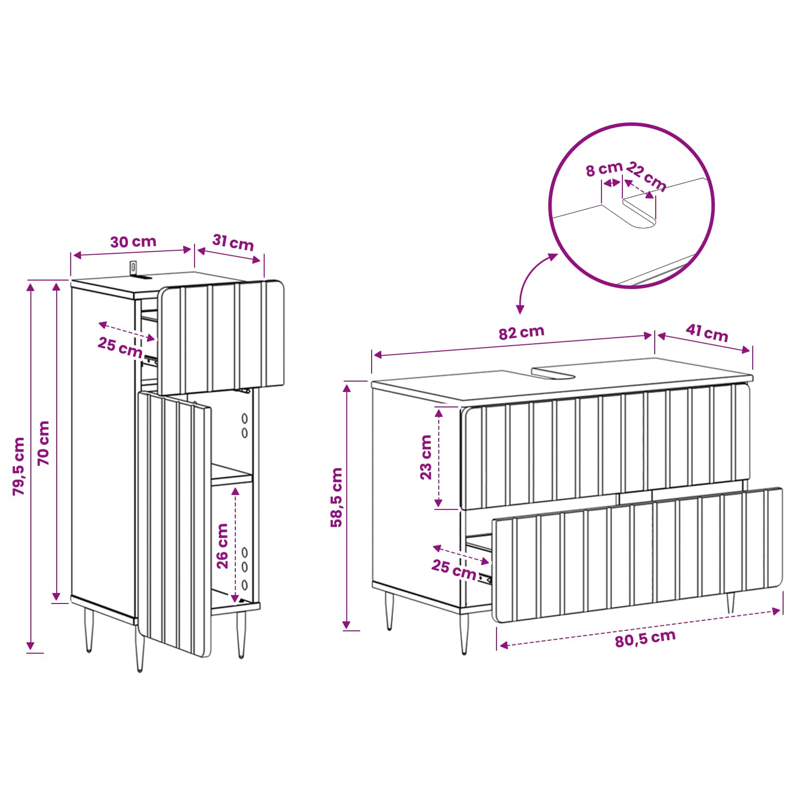 2-delige Badkamerkast Set ZWOLLE Grijs Sonoma Bewerkt hout is nu te koop bij PeponiXL, paradijselijk wonen!