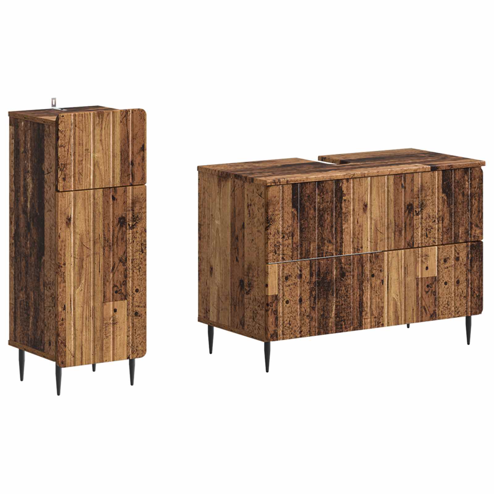 2-delige Badkamerkast Set ZWOLLE Oud hout Bewerkt hout is nu te koop bij PeponiXL, paradijselijk wonen!