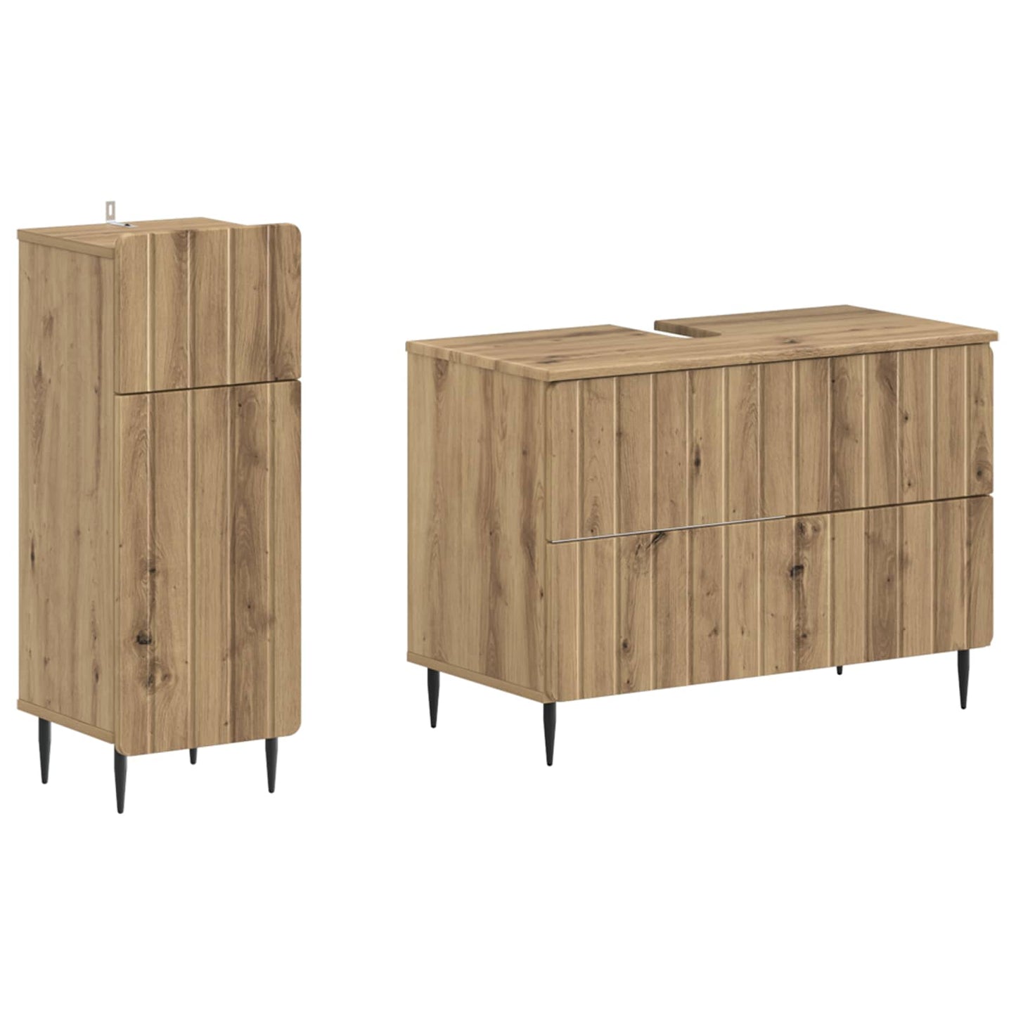 2-delige Badkamerkast Set ZWOLLE Artisanaal eiken Bewerkt hout is nu te koop bij PeponiXL, paradijselijk wonen!