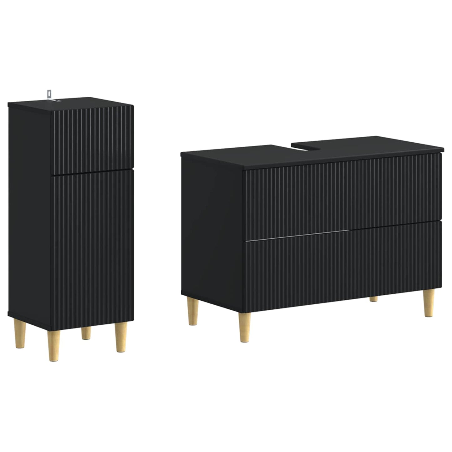2-delige Badkamerkast Set ARNHEM Zwart Bewerkt hout is nu te koop bij PeponiXL, paradijselijk wonen!