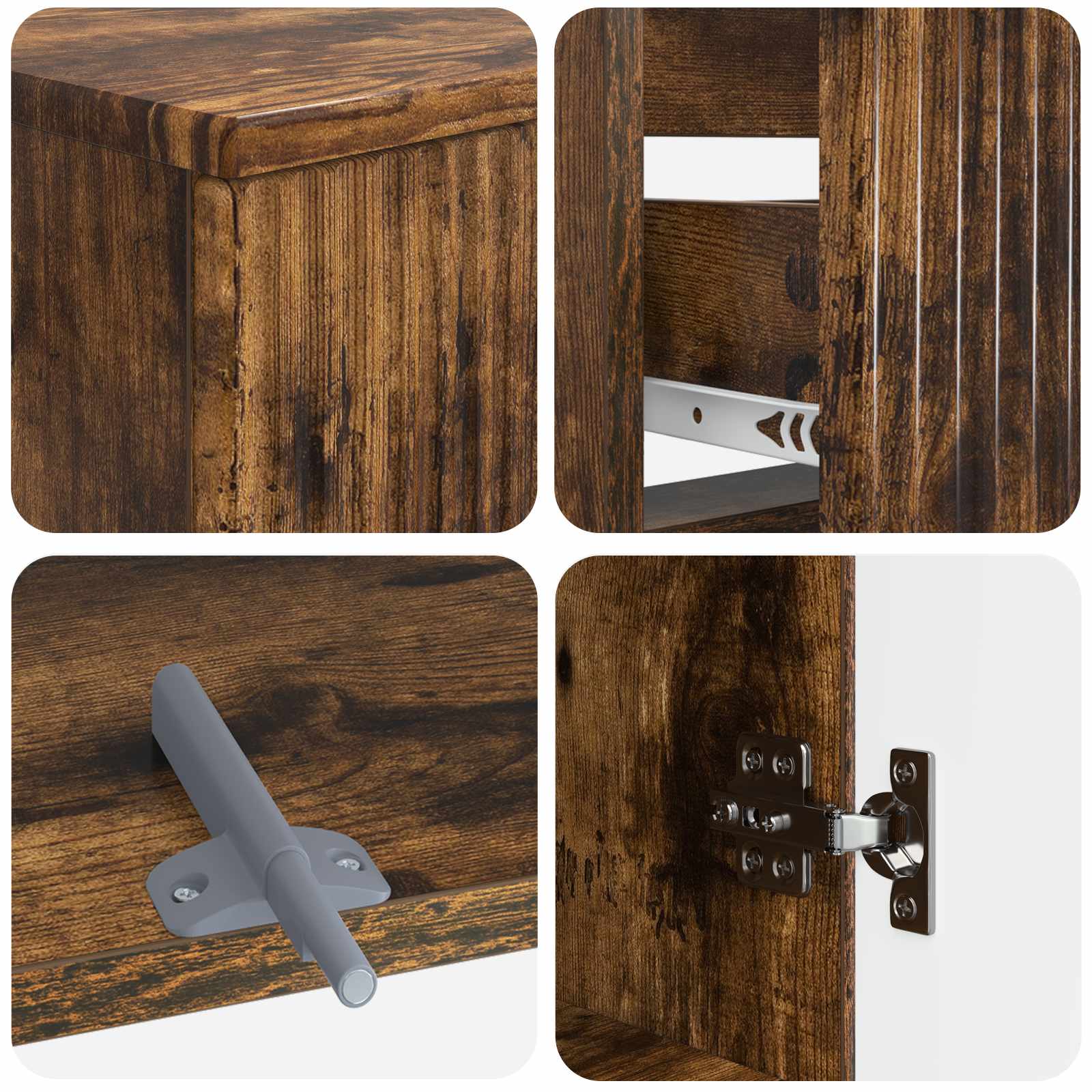2-delige Badkamerkast Set ARNHEM Gerookt eiken Bewerkt hout is nu te koop bij PeponiXL, paradijselijk wonen!