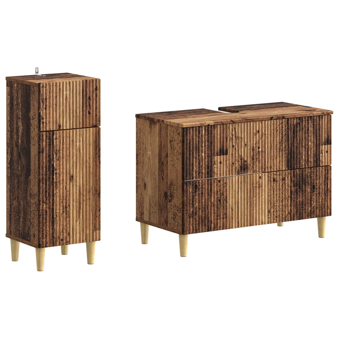 2-delige Badkamerkast Set ARNHEM Oud hout Bewerkt hout is nu te koop bij PeponiXL, paradijselijk wonen!
