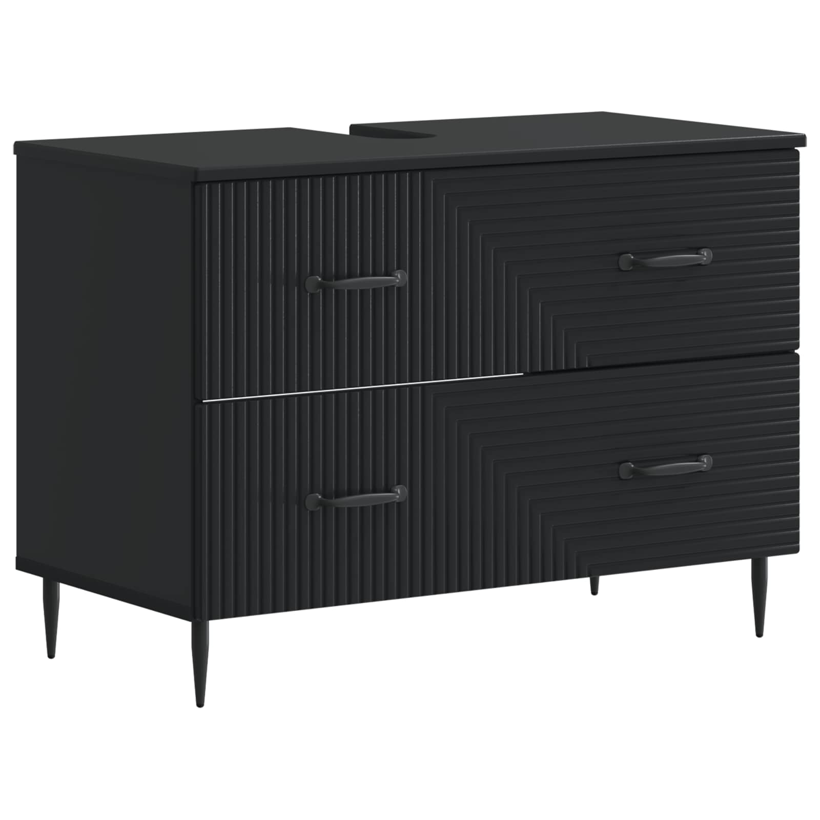 2-delige Badkamerkast Set HAARLEM Zwart Bewerkt hout is nu te koop bij PeponiXL, paradijselijk wonen!