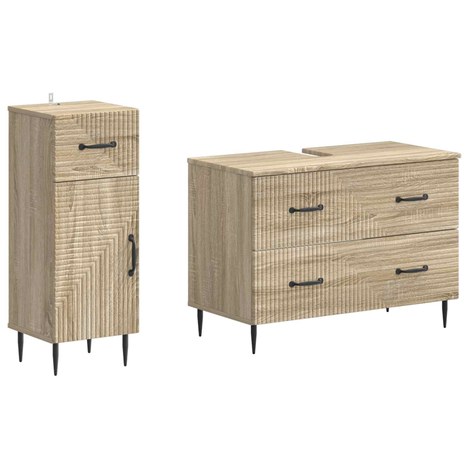 2-delige Badkamerkast Set HAARLEM Sonoma Eiken Bewerkt hout is nu te koop bij PeponiXL, paradijselijk wonen!
