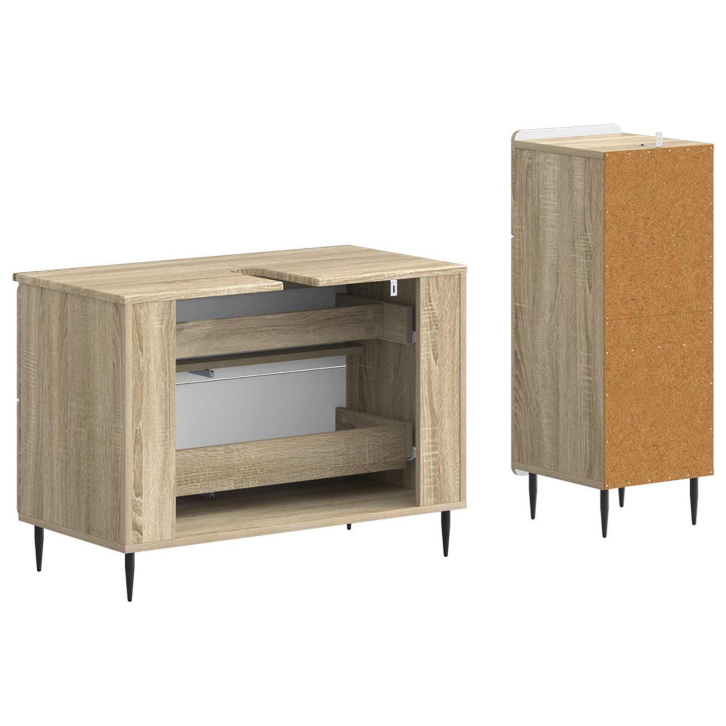 2-delige Badkamerkast Set HAARLEM Sonoma Eiken Bewerkt hout is nu te koop bij PeponiXL, paradijselijk wonen!