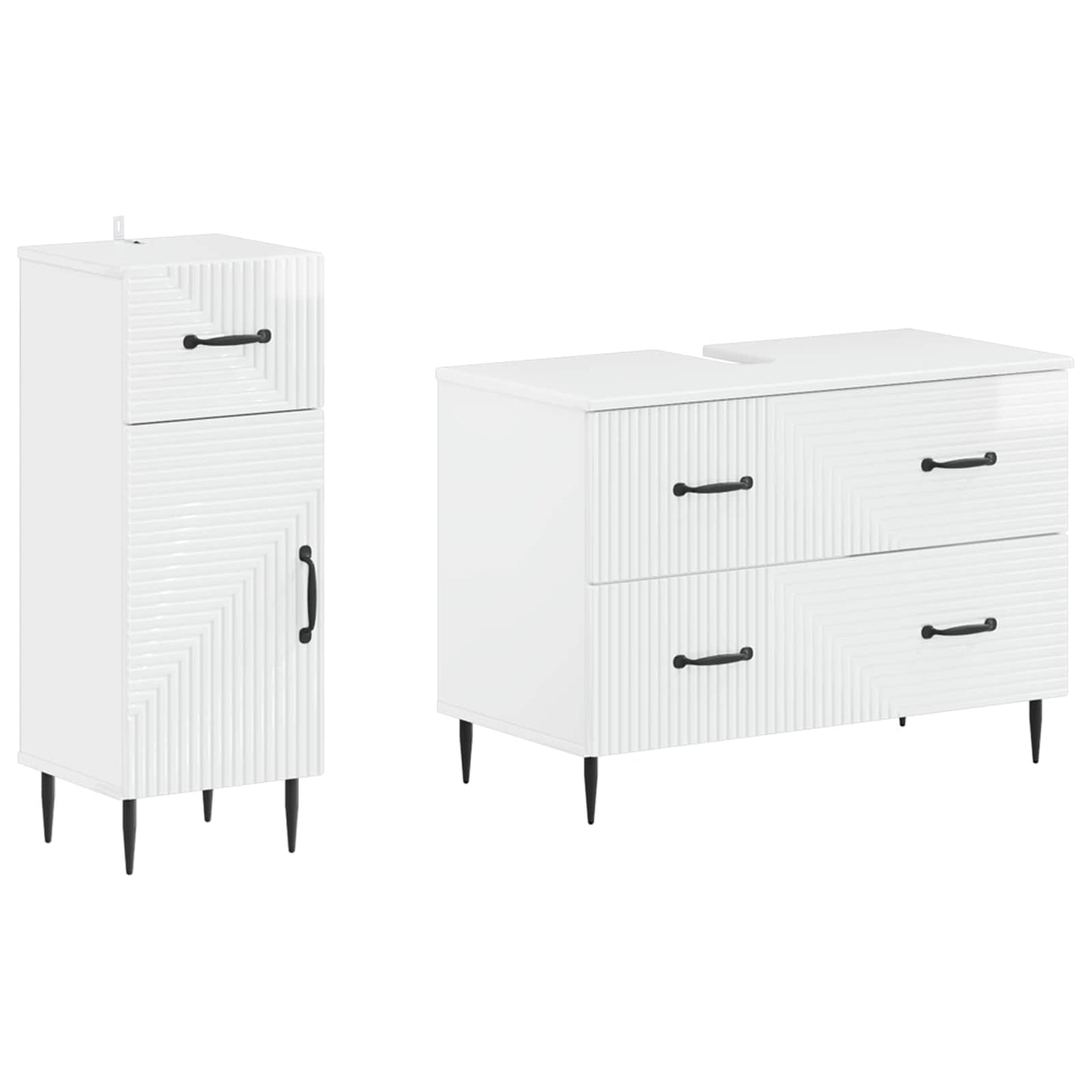2-delige Badkamerkast Set HAARLEM Hoogglans Wit Bewerkt hout is nu te koop bij PeponiXL, paradijselijk wonen!
