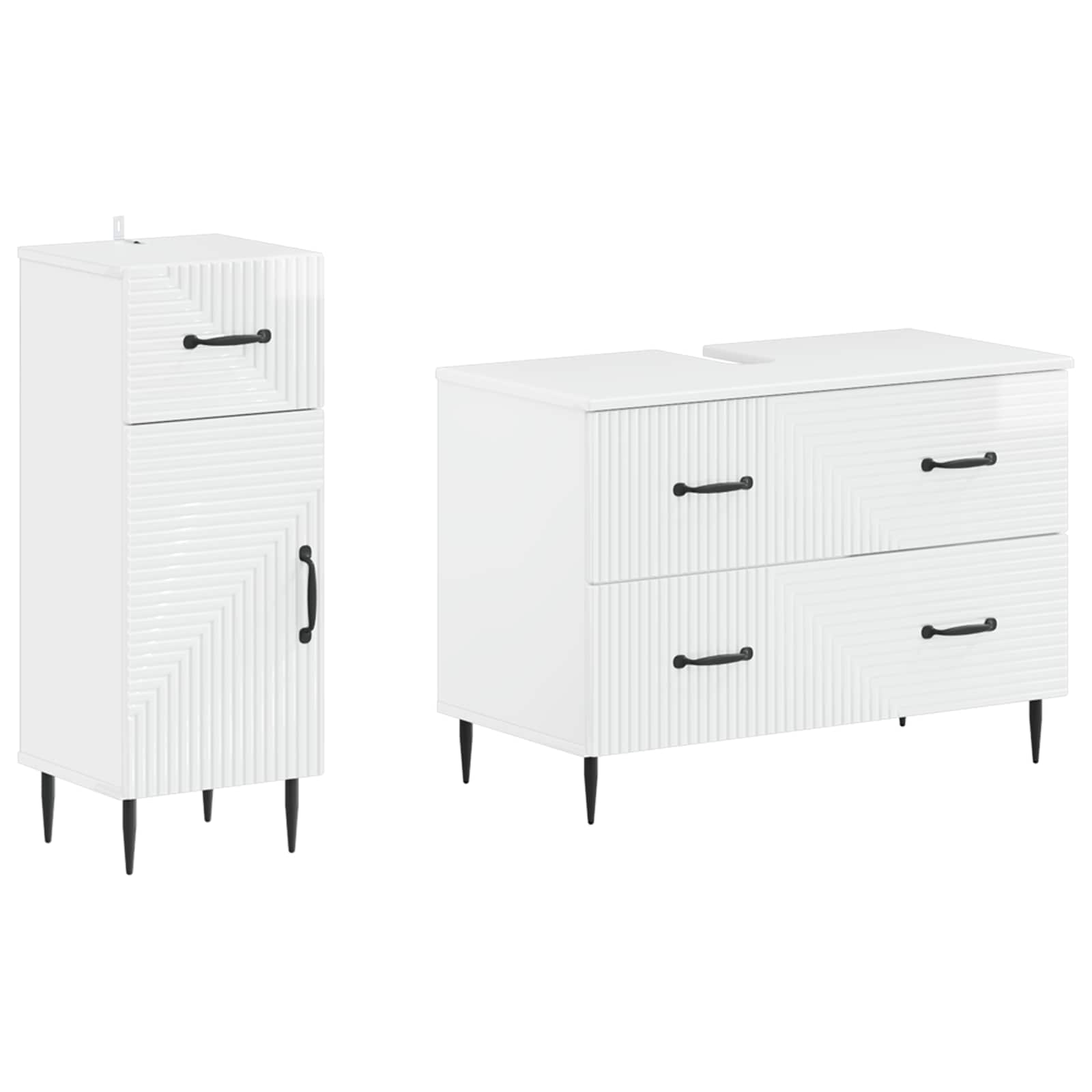 2-delige Badkamerkast Set HAARLEM Hoogglans Wit Bewerkt hout is nu te koop bij PeponiXL, paradijselijk wonen!