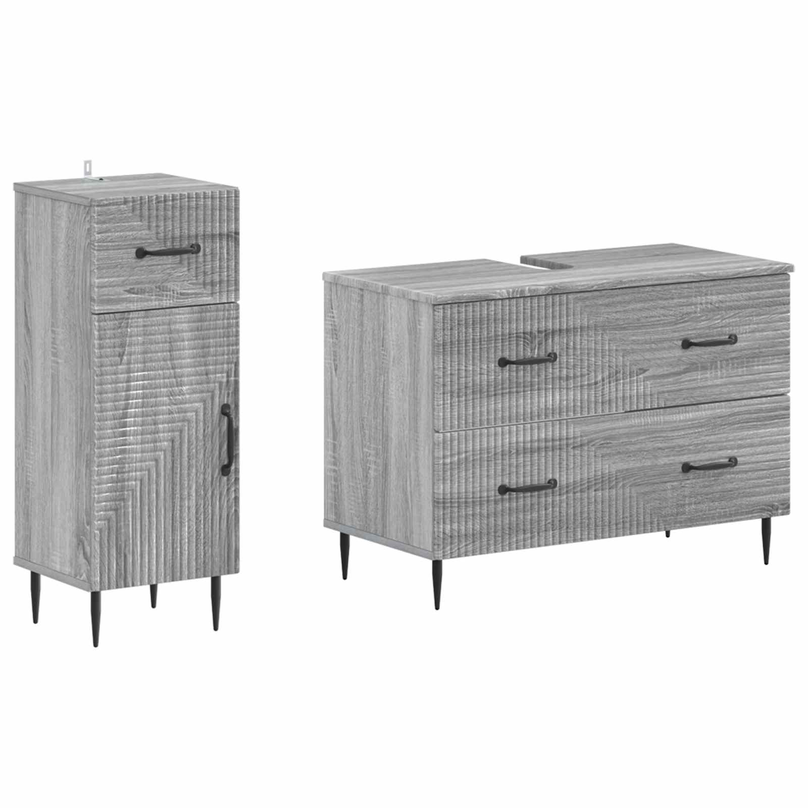 2-delige Badkamerkast Set HAARLEM Grijs Sonoma Bewerkt hout is nu te koop bij PeponiXL, paradijselijk wonen!