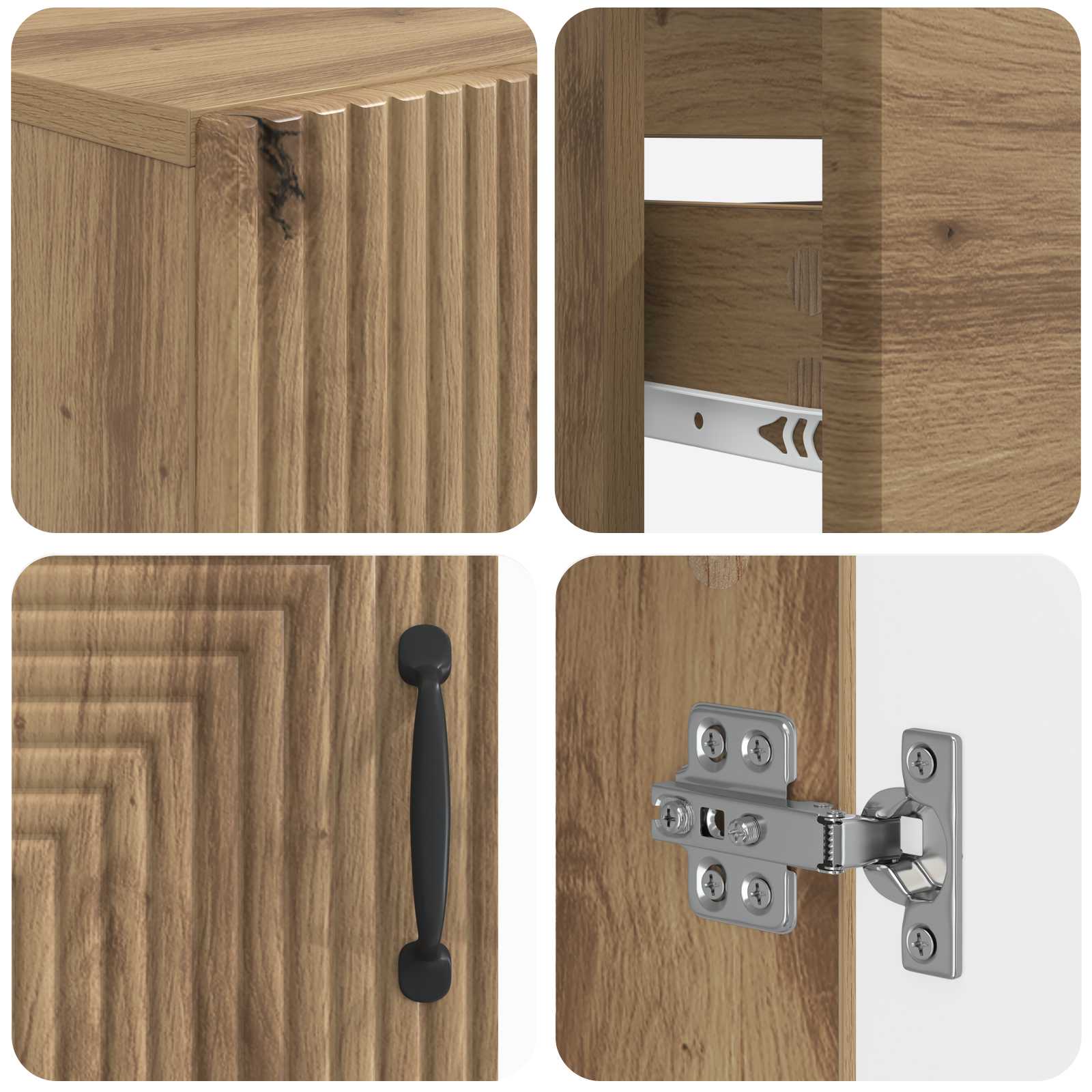 2-delige Badkamerkast Set HAARLEM Artisanaal eiken Bewerkt hout is nu te koop bij PeponiXL, paradijselijk wonen!
