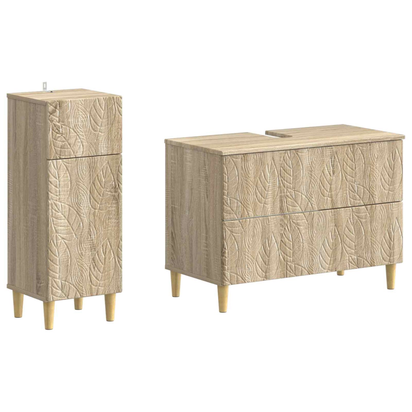2-delige Badkamerkast Set DELFT Sonoma Eiken Bewerkt hout is nu te koop bij PeponiXL, paradijselijk wonen!