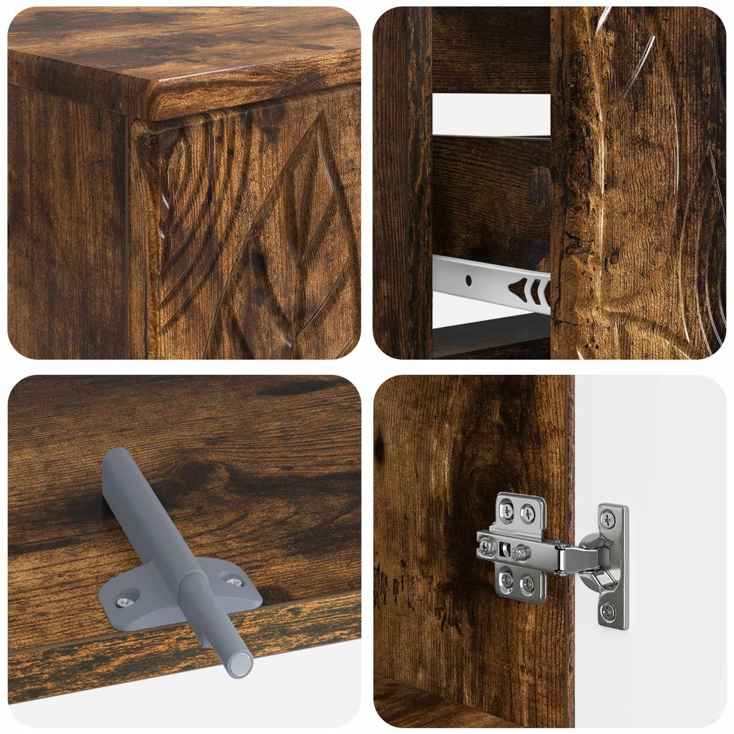 2-delige Badkamerkast Set DELFT Gerookt eiken Bewerkt hout is nu te koop bij PeponiXL, paradijselijk wonen!