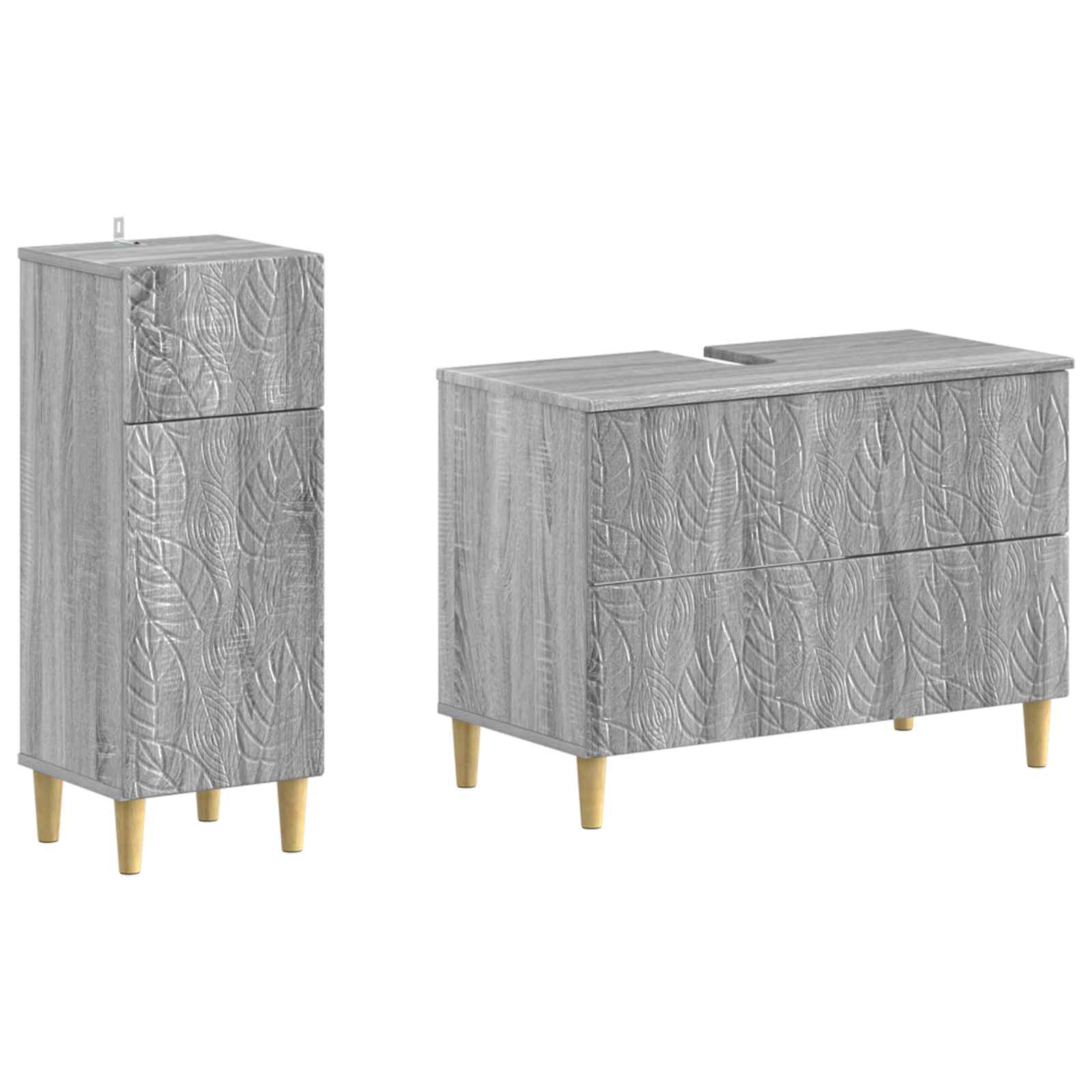 2-delige Badkamerkast Set DELFT Grijs Sonoma Bewerkt hout is nu te koop bij PeponiXL, paradijselijk wonen!