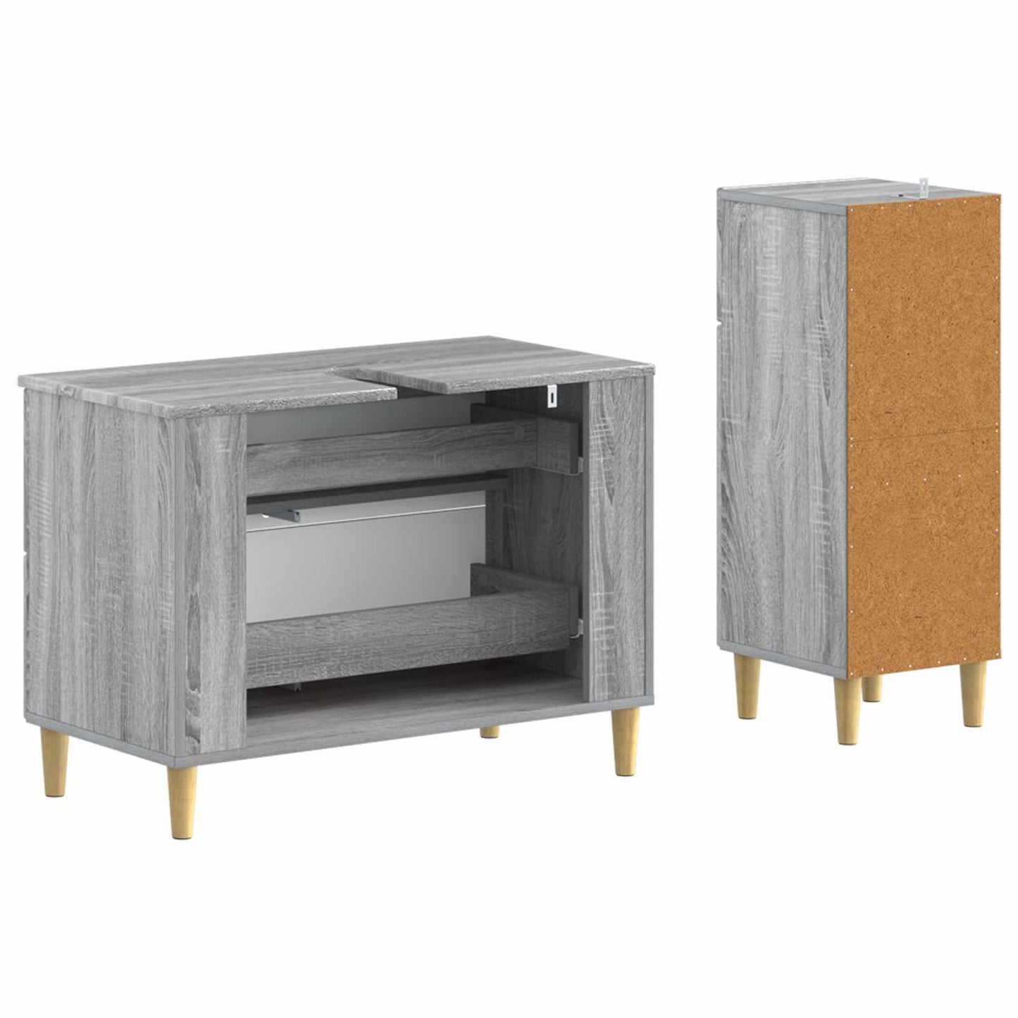 2-delige Badkamerkast Set DELFT Grijs Sonoma Bewerkt hout is nu te koop bij PeponiXL, paradijselijk wonen!