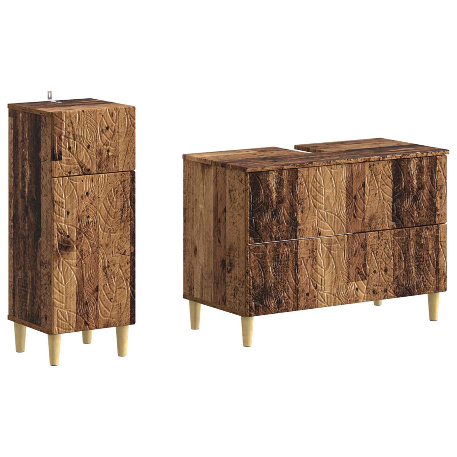 2-delige Badkamerkast Set DELFT Oud hout Bewerkt hout is nu te koop bij PeponiXL, paradijselijk wonen!
