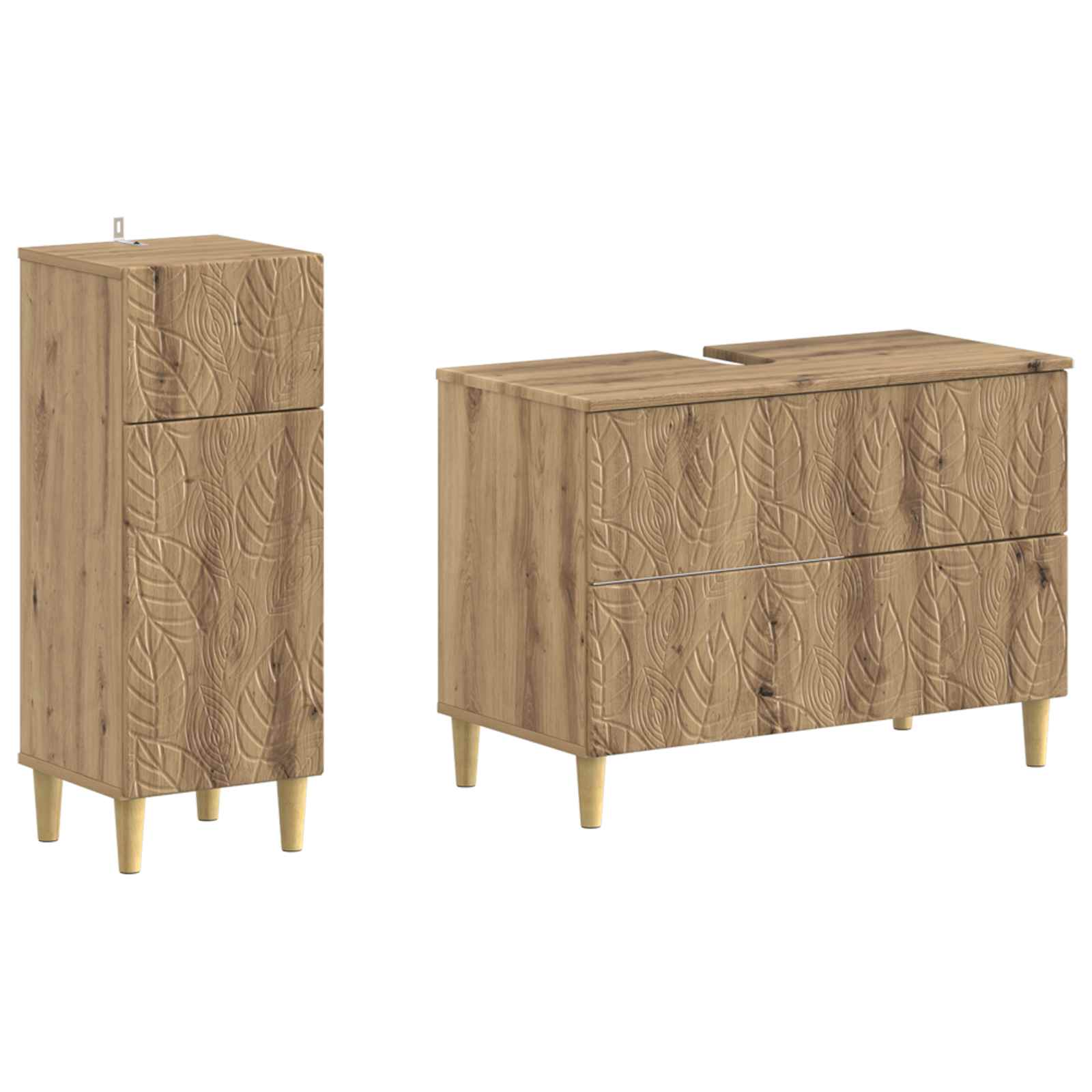 2-delige Badkamerkast Set DELFT Artisanaal eiken Bewerkt hout is nu te koop bij PeponiXL, paradijselijk wonen!