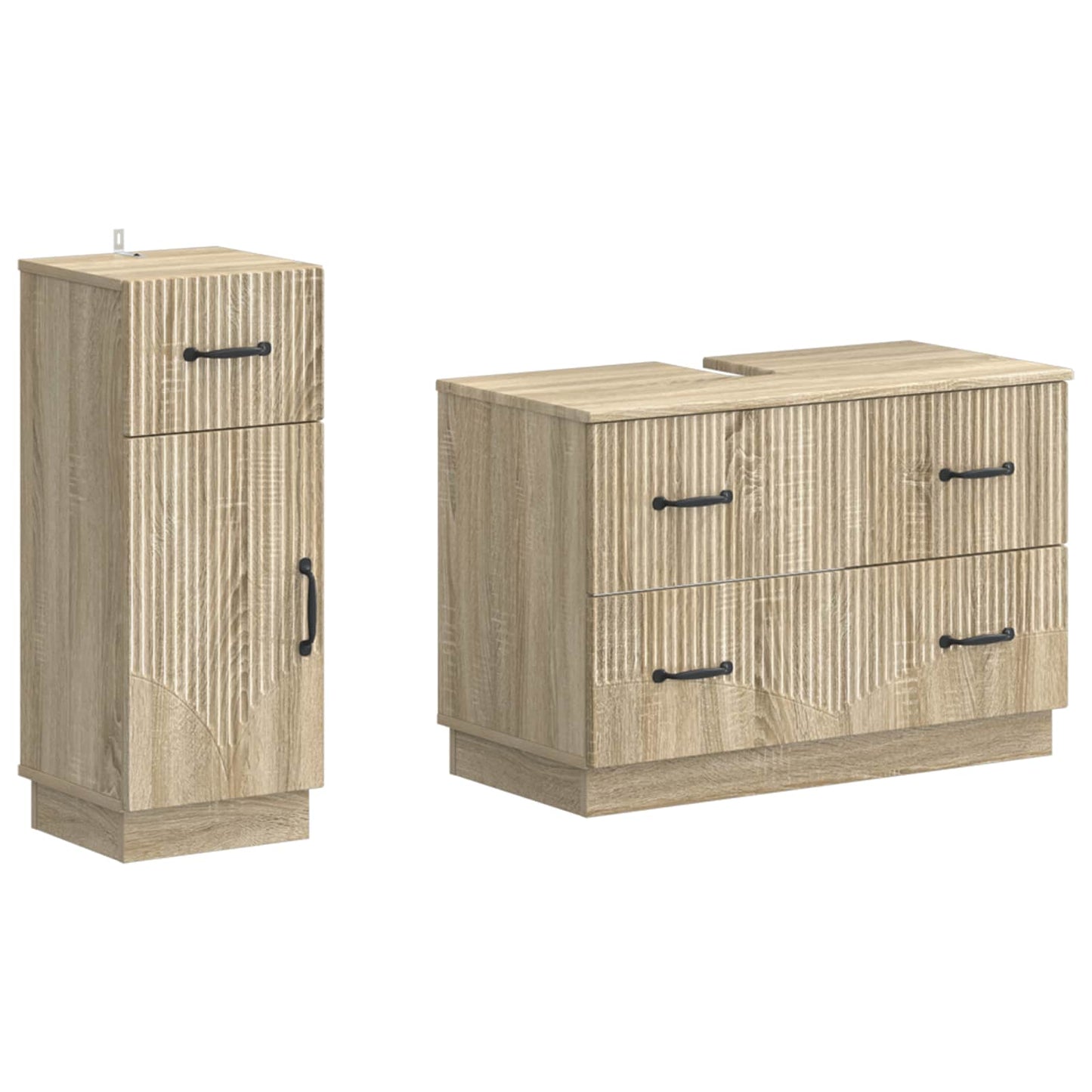 2-delige Badkamerkast Set HOORN Sonoma Eiken Bewerkt hout is nu te koop bij PeponiXL, paradijselijk wonen!